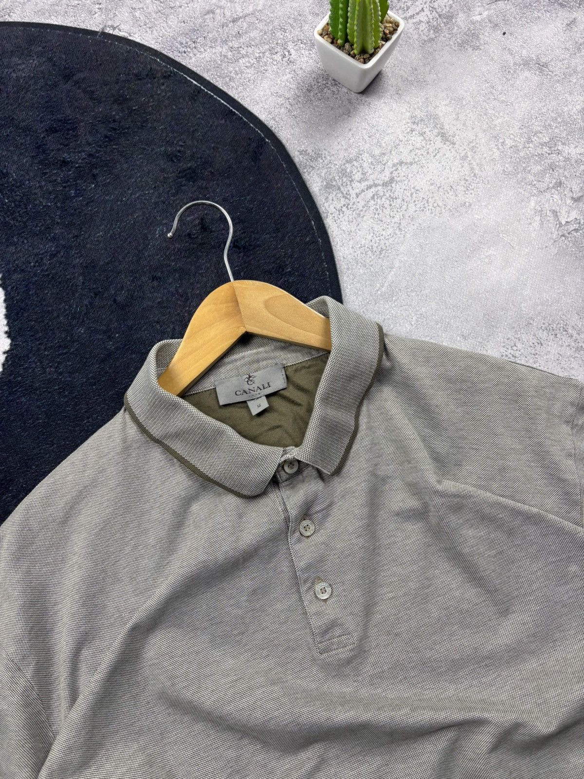 Canali CANALI Luxury Knitted Polo Tshirt Button Up 56 Size Size US XL / EU 56 / 4 - 4 Thumbnail