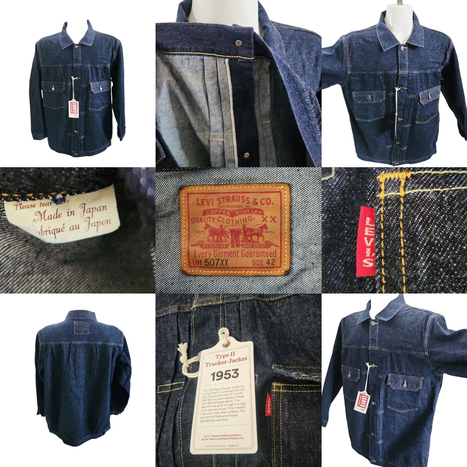 LVC × Levi's Levi's 507 XX LVC Type 2 II Raw Selvedge Denim Jacket NWT 42 Size US L / EU 52-54 / 3 - 19 Thumbnail