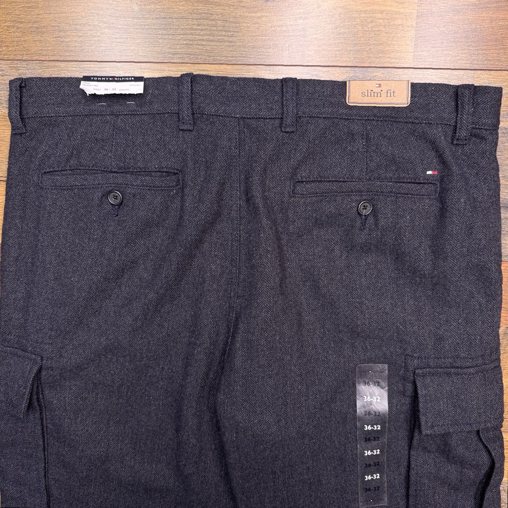 Tommy Hilfiger Tommy Hilfiger Slim Fit Cargo Pants Mens 36x32 Gray Herringbone Wool Blend New Size US 36 / EU 52 - 7 Thumbnail