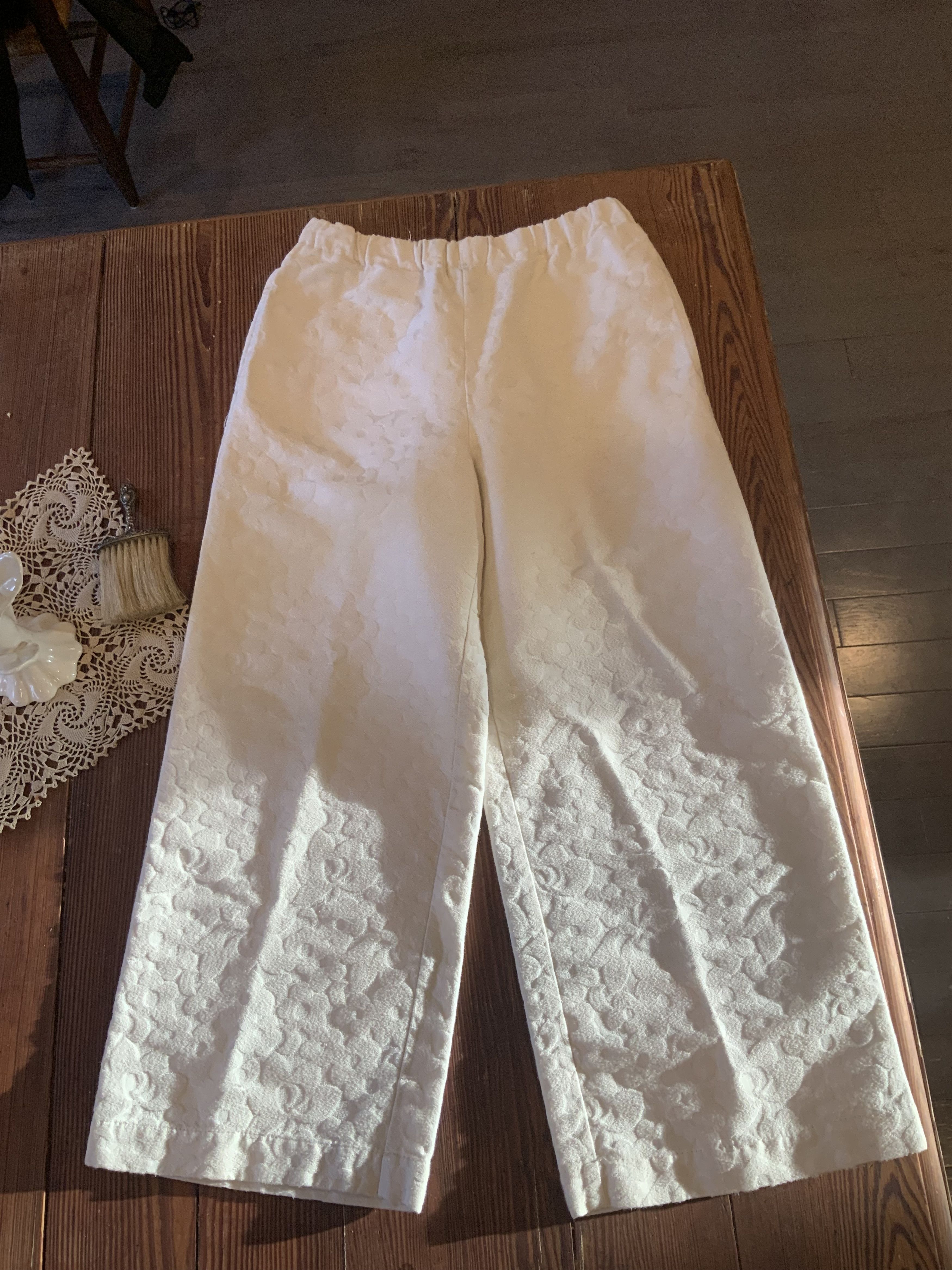 image of Comme Des Garcons White Floral Pants, Women's (Size 26)