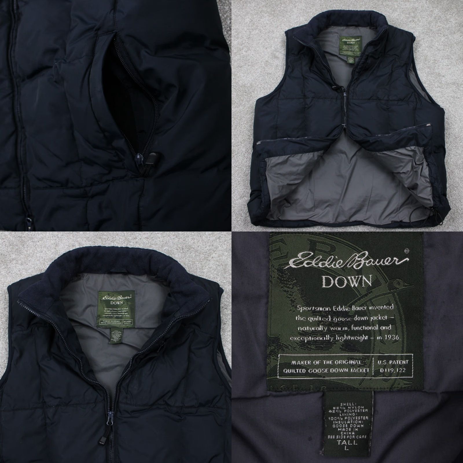 Eddie Bauer Eddie Bauer Goose Down Vest Mens Large Tall Blue Full Zip Sleeveless Jacket - 90s Classic Outdoor Puffer Jacket Mens Size LT Big & Tall Size US L / EU 52-54 / 3 - 8 Thumbnail