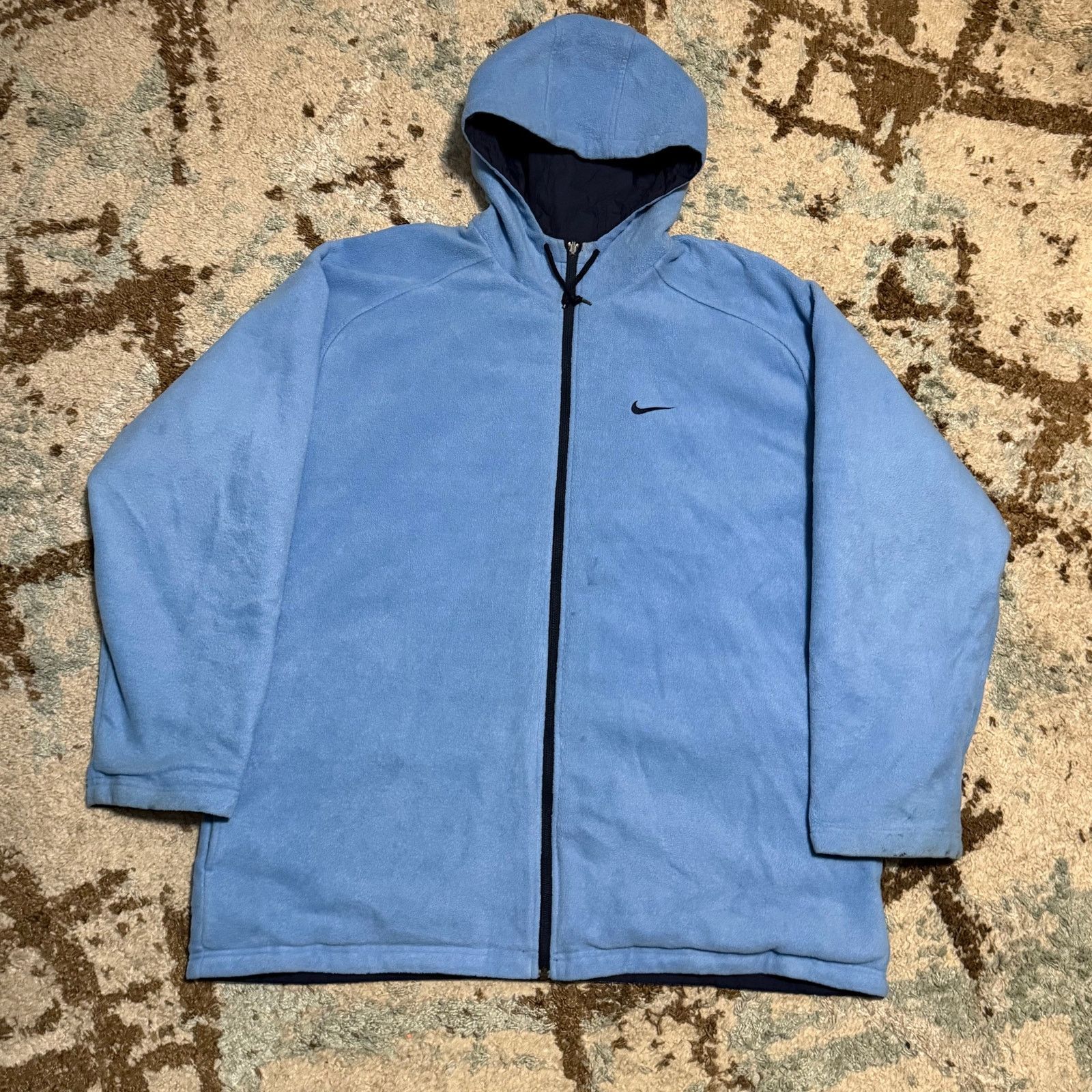 Nike × Vintage Vintage Nike Reversible Jacket Size XL Fleece Navy/Blue Y2K Size US XL / EU 56 / 4 - 3 Thumbnail