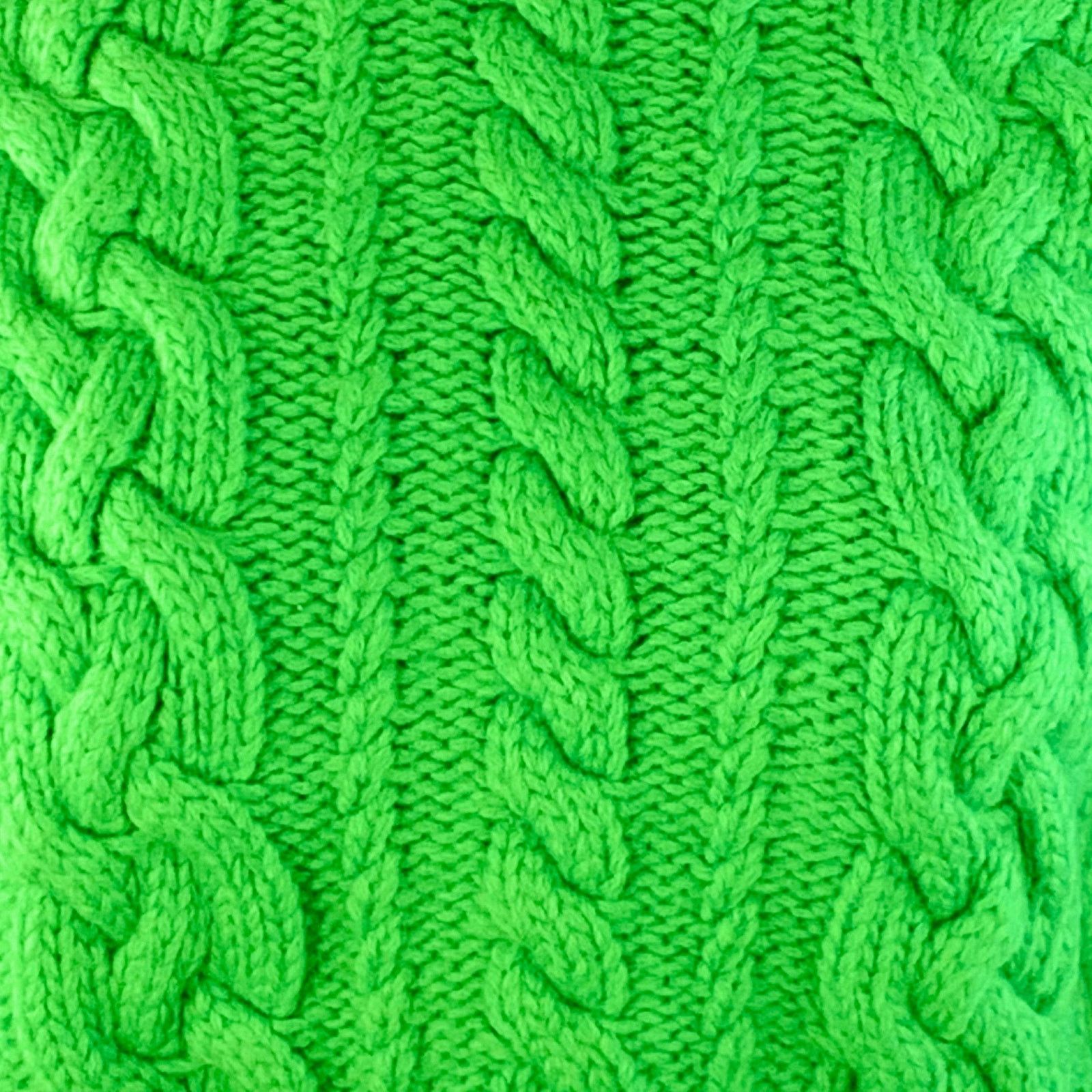 AMI Size M Lime Green Wool Cable Knit Cropped Sweater Size M / US 6-8 / IT 42-44 - 2 Thumbnail