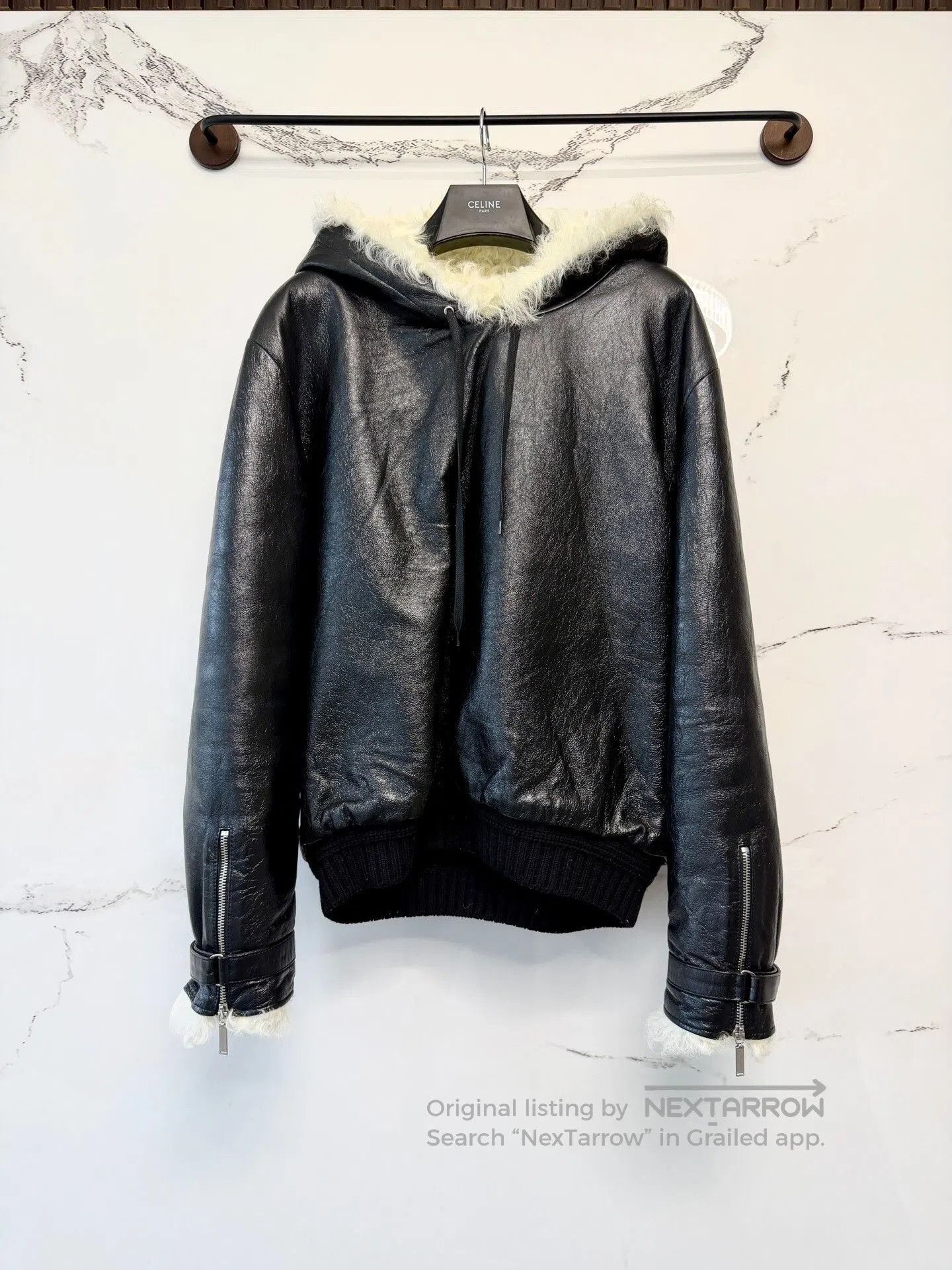 Saint Laurent Paris Saint Laurent Black Leather Hooded Sweatshirt. Size US S / EU 44-46 / 1 - 1 Thumbnail