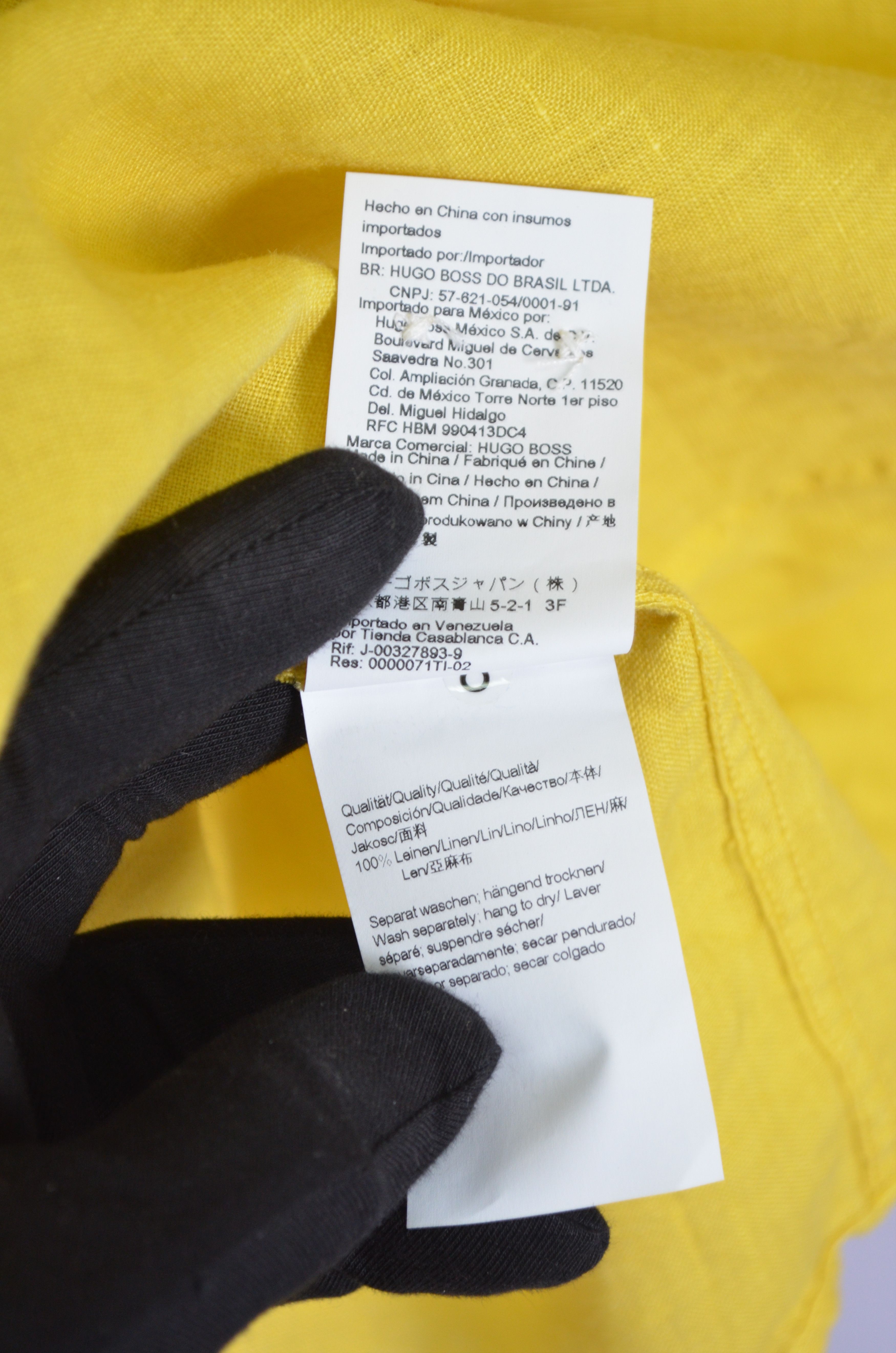 Hugo Boss Hugo Boss Yellow 100% Linen Regular Fit Relegant Shirt Sz XL Size US XL / EU 56 / 4 - 11 Thumbnail