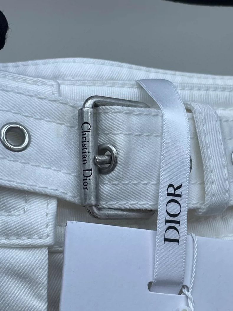 Dior Dior White denim belt wide-leg trousers 2504-Nextarrow Size 25" / US 0 / IT 36 - 4 Thumbnail