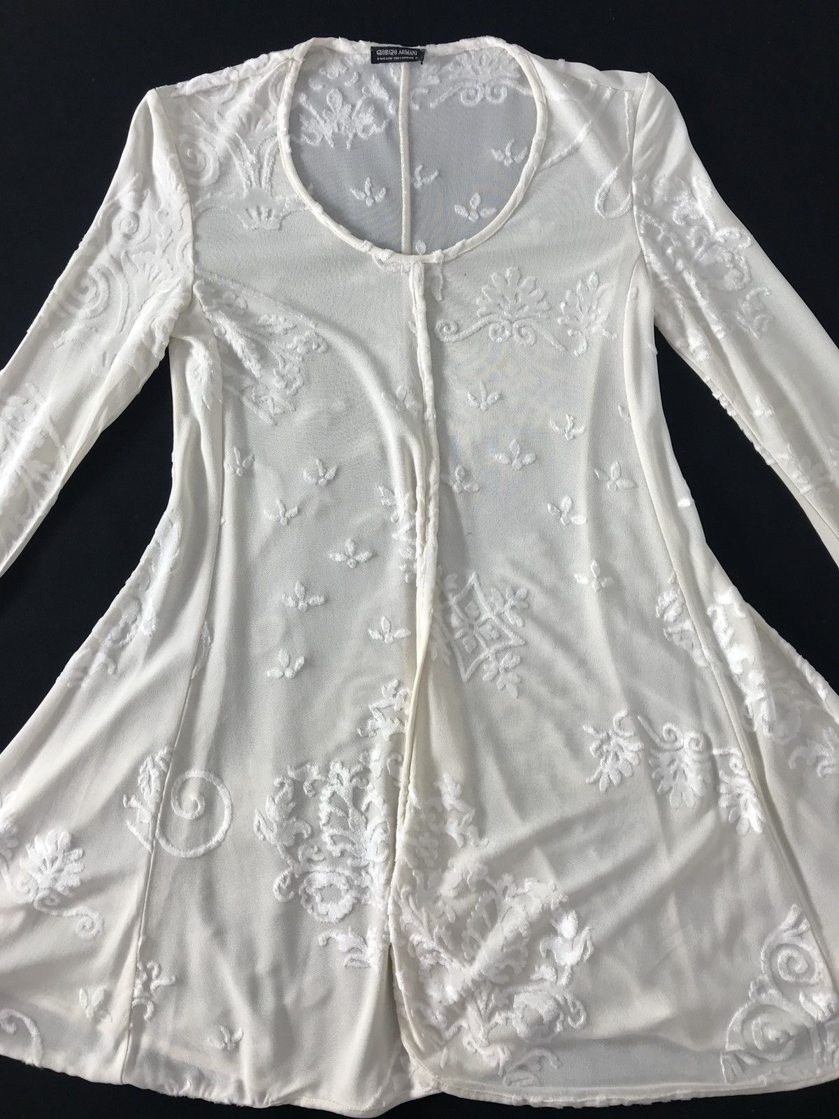 Giorgio Armani 90s Giorgio Armani Velvet Devore Sheer Top Dress Luxury Size S / US 4 / IT 40 - 3 Thumbnail