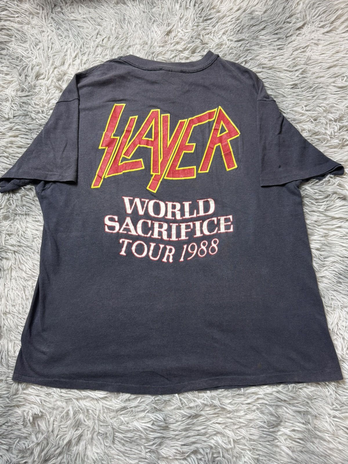 Slayer Vintage Slayer Root of All Evil World Sacrifice Tour 1988 Size US XL / EU 56 / 4 - 6 Thumbnail