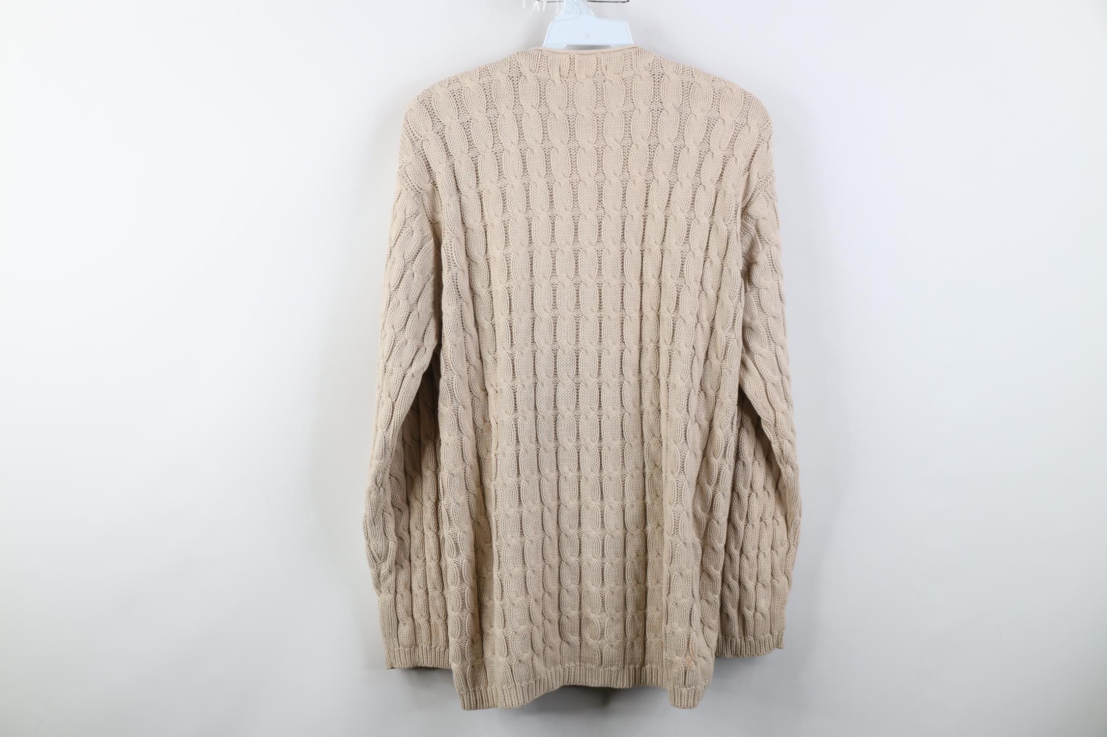 Lands' End Vintage 90s Lands End Cotton Cable Knit Cardigan Sweater Size S / US 4 / IT 40 - 8 Thumbnail