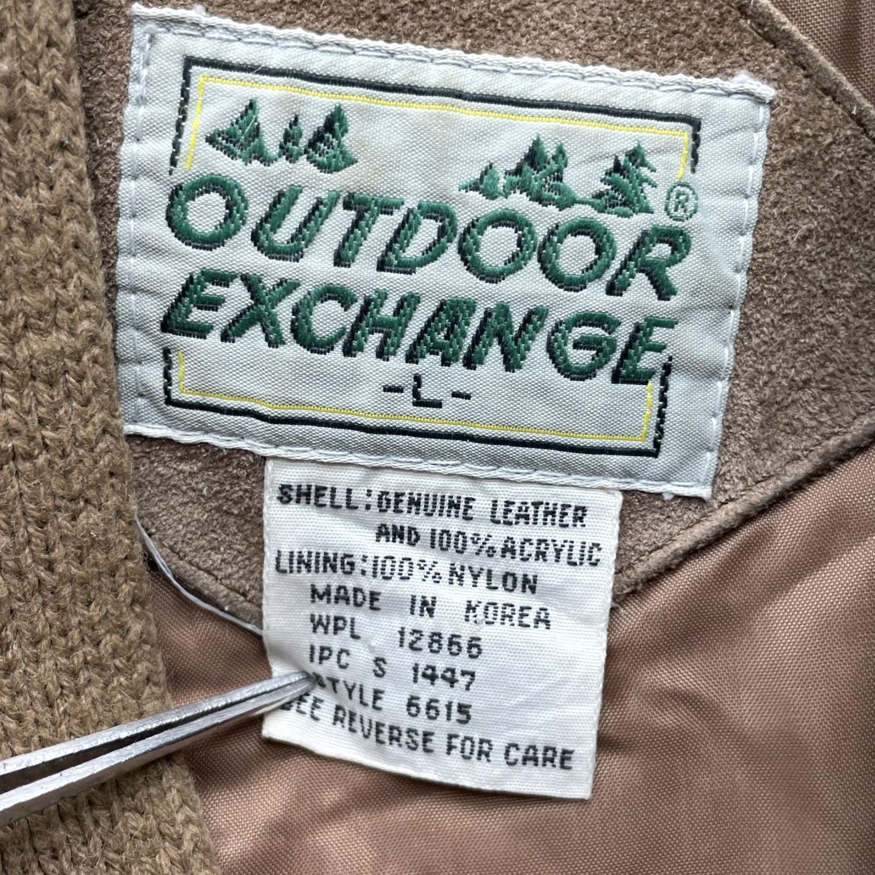 Vintage VTG Outdoor Exchange Cardigan Suede Leather Large Brown Men Knit V-Neck Academia 90s Preppy Old Money Cable-Knit Pattern Solid Size US L / EU 52-54 / 3 - 3 Thumbnail