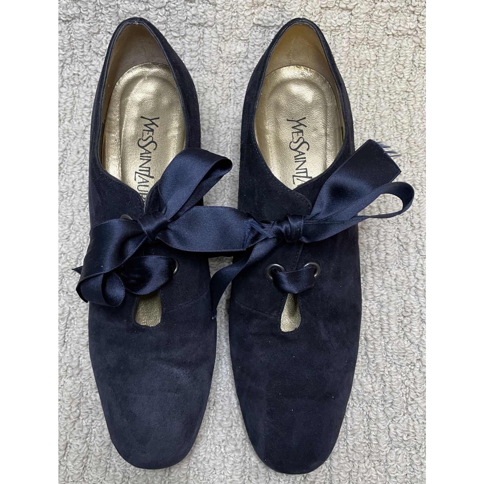 Yves Saint Laurent Yves Saint Lauren Shoes 9M Navy Blue Lace Up Victorian Look Size US 9 / IT 39 - 7 Thumbnail