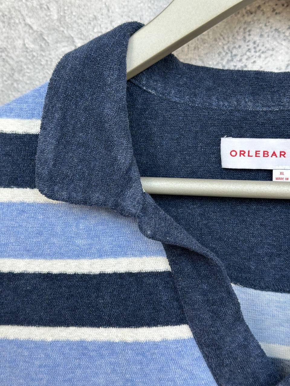 Orlebar Brown Orlebar Brown Terry Towelling Striped Polo Shirt Navy Size US XL / EU 56 / 4 - 8 Thumbnail