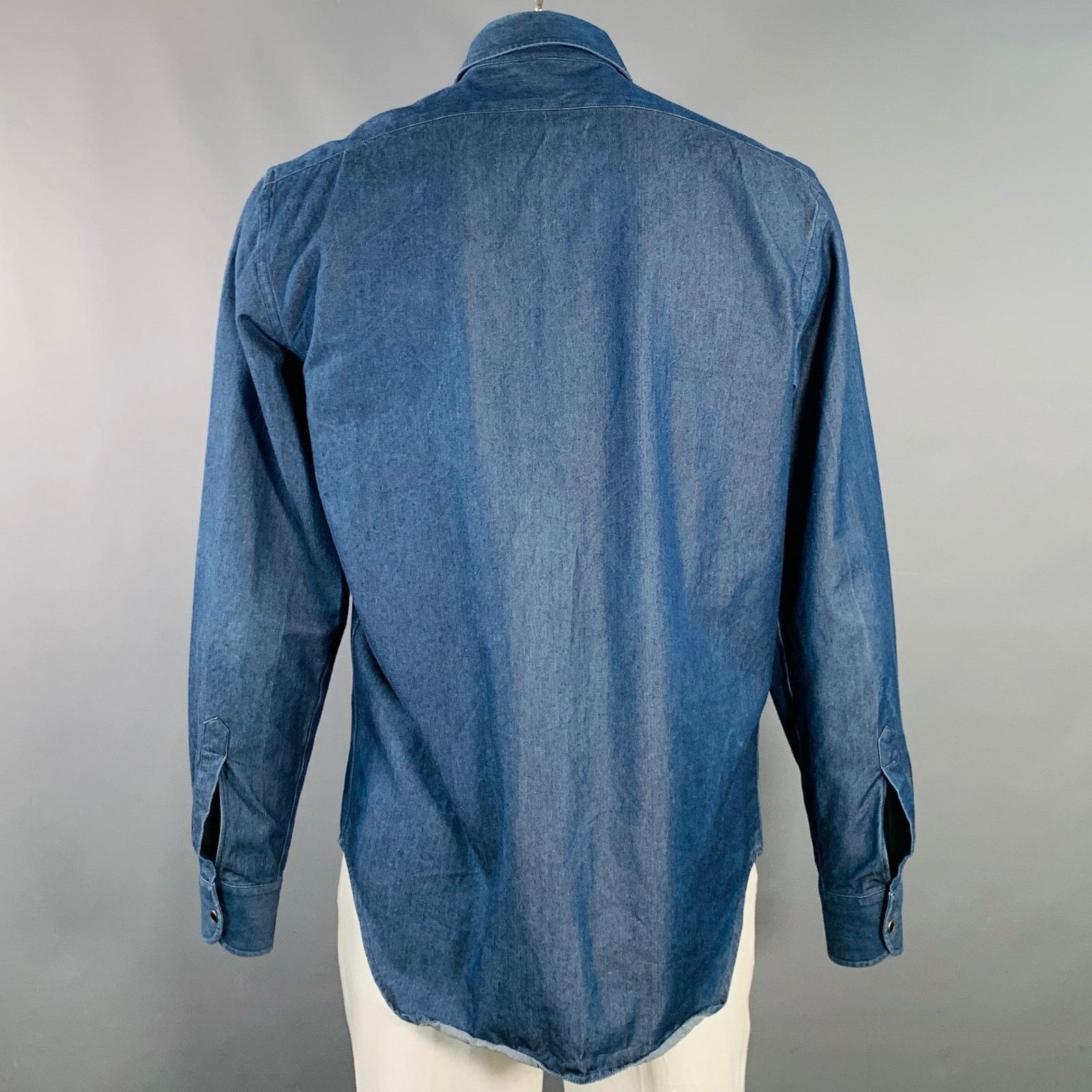 Adam Kimmel Size L Indigo Cotton Denim Twill Western Snap Shirt Size US L / EU 52-54 / 3 - 4 Thumbnail