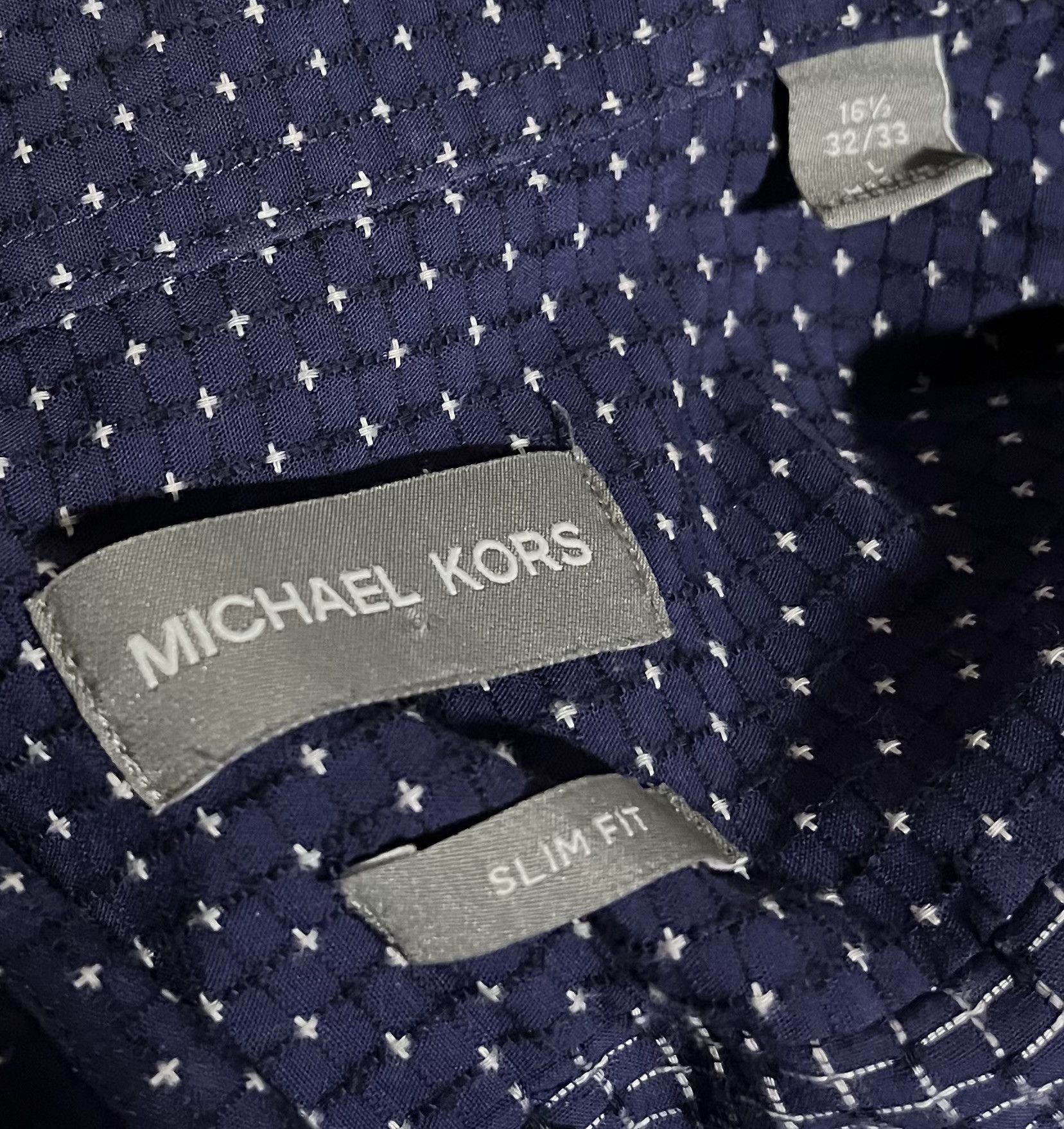 Michael Kors Michael Kors Micro Cross Print Button Down Shirt Size US L / EU 52-54 / 3 - 4 Thumbnail