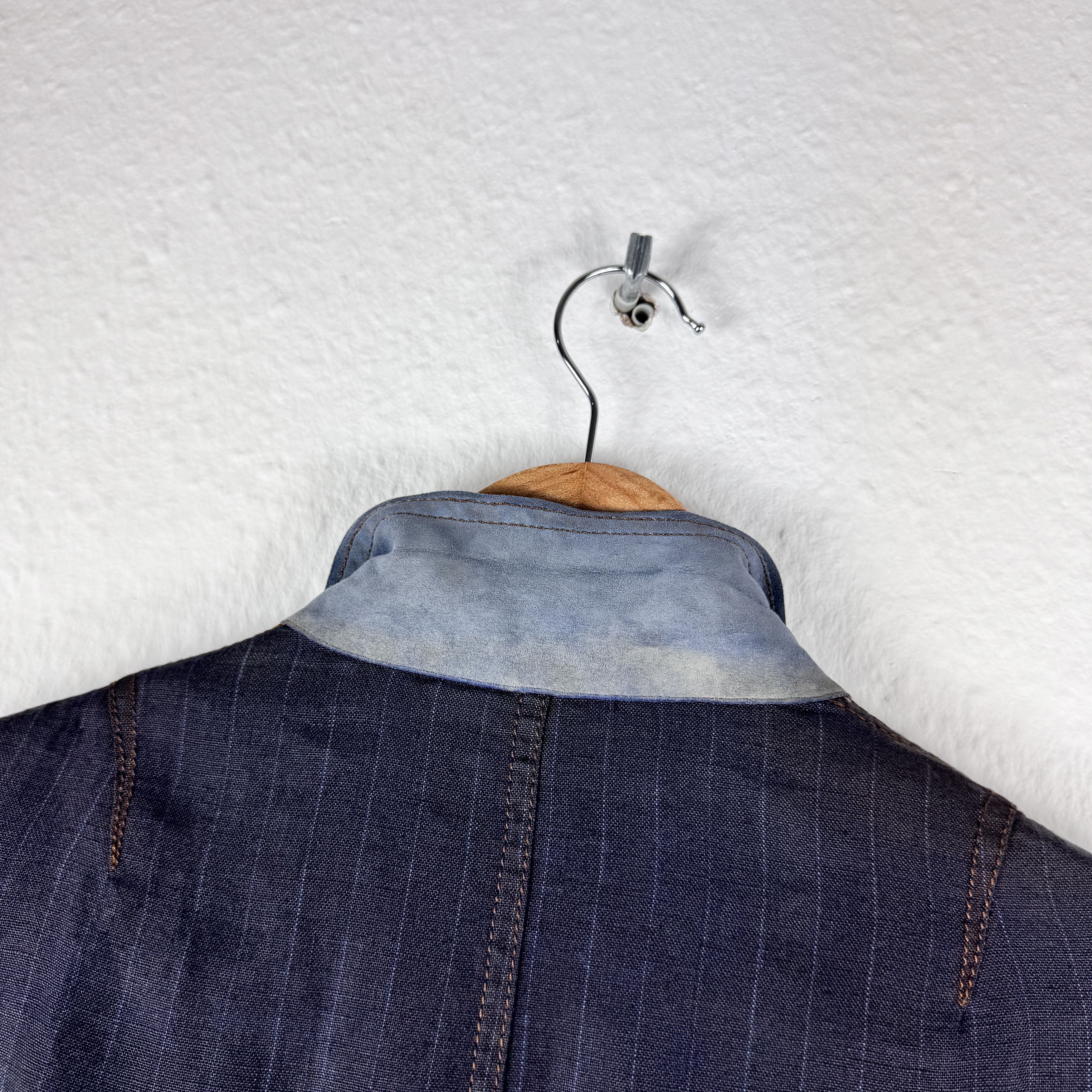 Brunello Cucinelli Women`s BRUNELLO CUCINELLI NAVY 100% LINEN STRIPED BLAZER Size L / US 10 / IT 46 - 7 Thumbnail