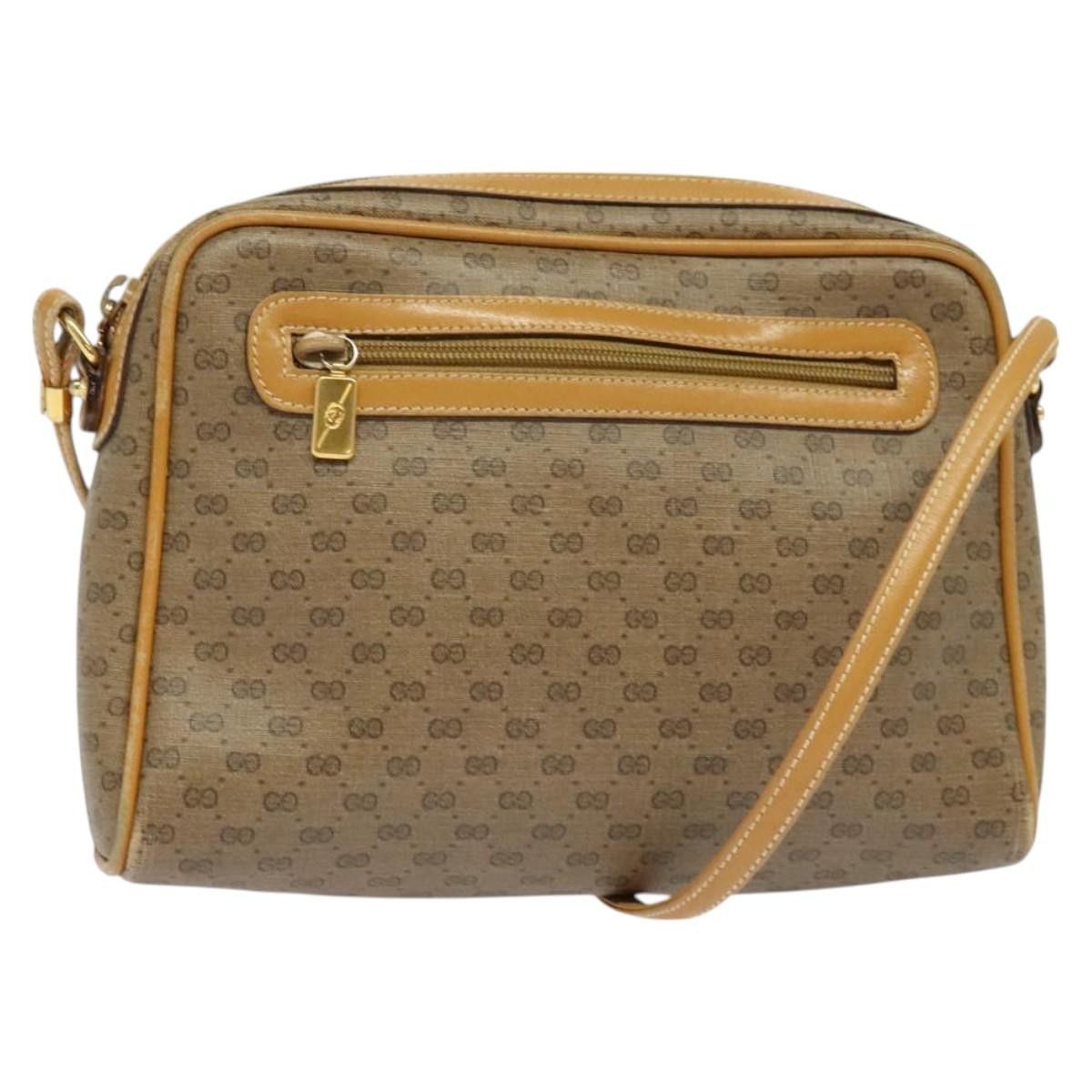 Gucci Micro GG Supreme Shoulder Bag Pvc Beige Gold 007 58 0014 Auth Ki5741 in Beige/Gold, Women's