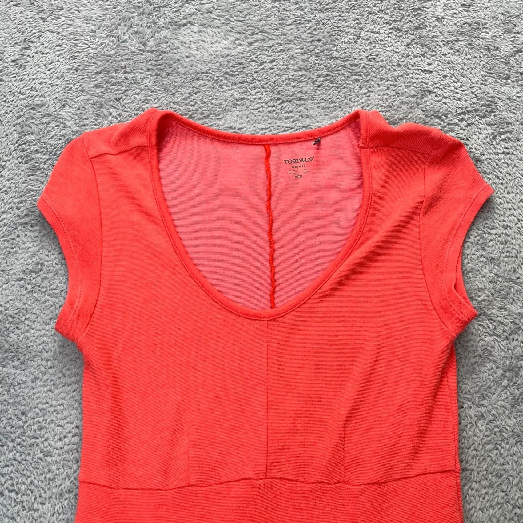 Toad&Co VINTAGE Toad&Co Dress Womens Small Red Shift Cotton Stretch Scoop Neck Cap Sleeve Size S / US 4 / IT 40 - 6 Thumbnail
