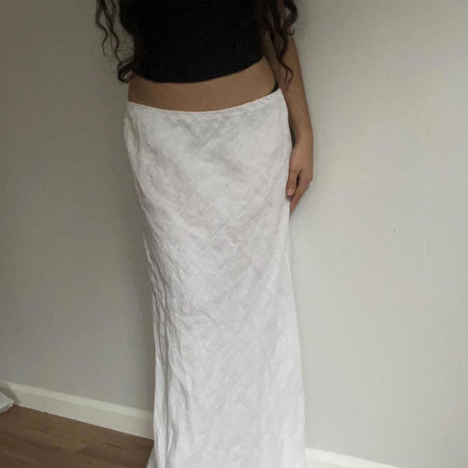 Other womens large White linen maxi skirt with elastic waistband Size 36" / US 14 / IT 50 - 1 Thumbnail