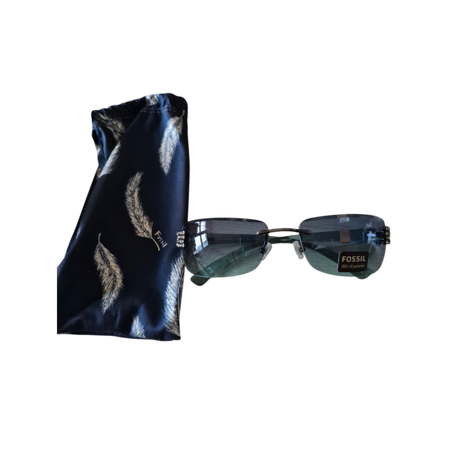 Fossil Fossil Ladanna Vintage Sunglasses Rhinestone Rimless Womens Size ONE SIZE - 3 Thumbnail
