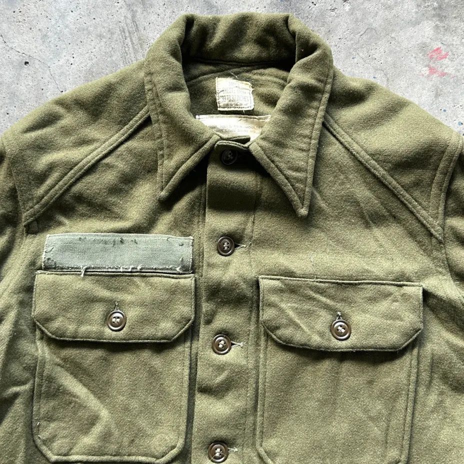 Other Vintage 50s Military Olive Green Field Wool Button Shirt Size US S / EU 44-46 / 1 - 3 Thumbnail