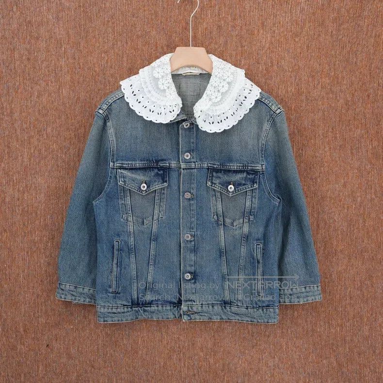 Miu Miu Miu Miu 36 Lace petal collar denim jacket Size S / US 4 / IT 40 - 1 Thumbnail