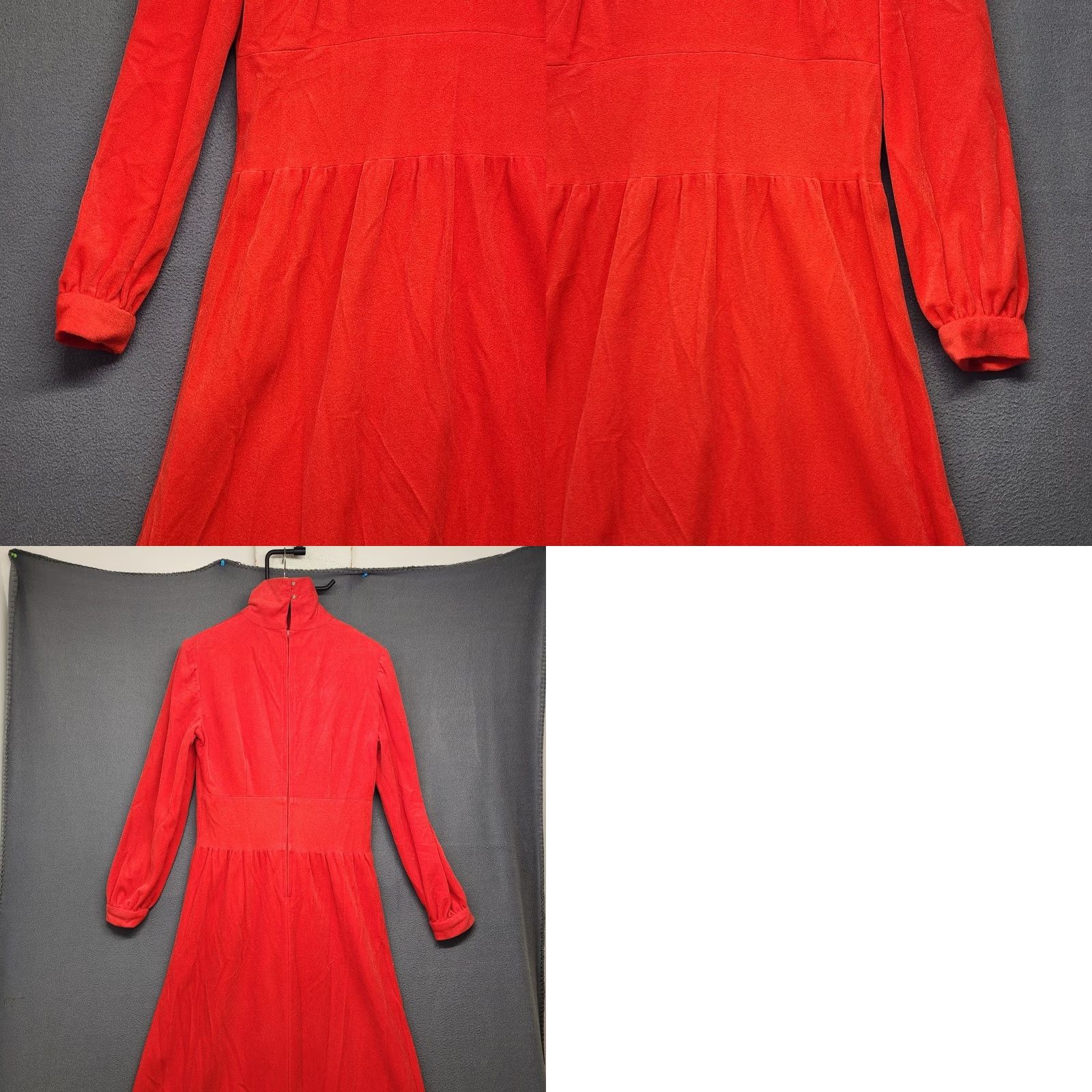 Vintage VINTAGE Red Prairie Dress Maxi High Neck Long Sleeve Womens Small Handmade Cottagecore 70s Size S / US 4 / IT 40 - 9 Thumbnail