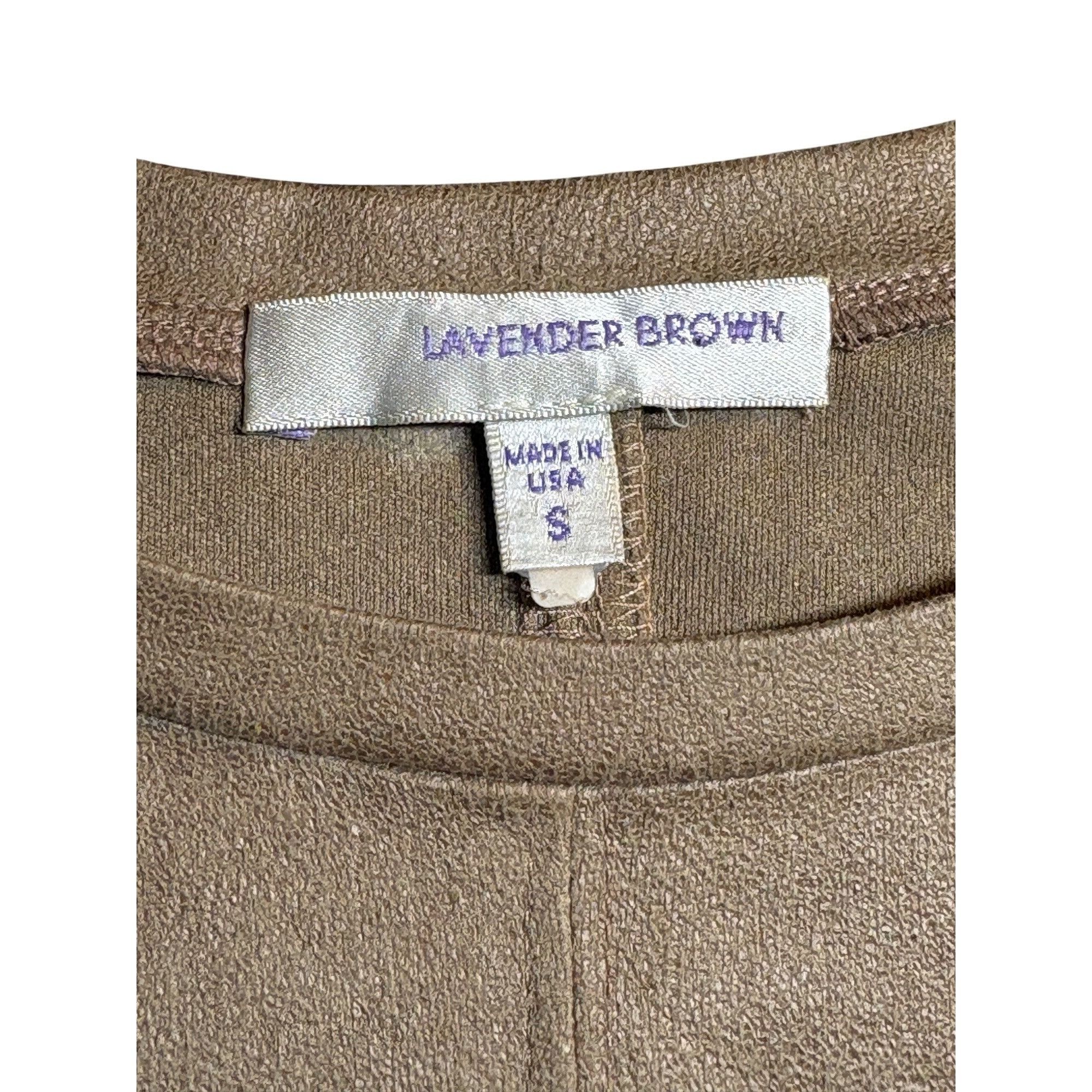 Other Lavender Brown Women Suede T-Shirt Dress Tan S Minimalist, Q Size S / US 4 / IT 40 - 3 Thumbnail