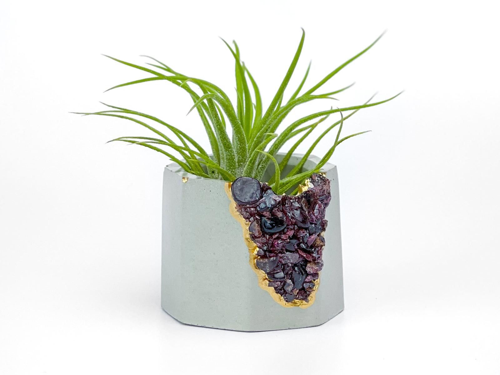 Other Garnet Crystal Concrete Planter | Geode Air Plant Holder Size ONE SIZE - 2 Thumbnail