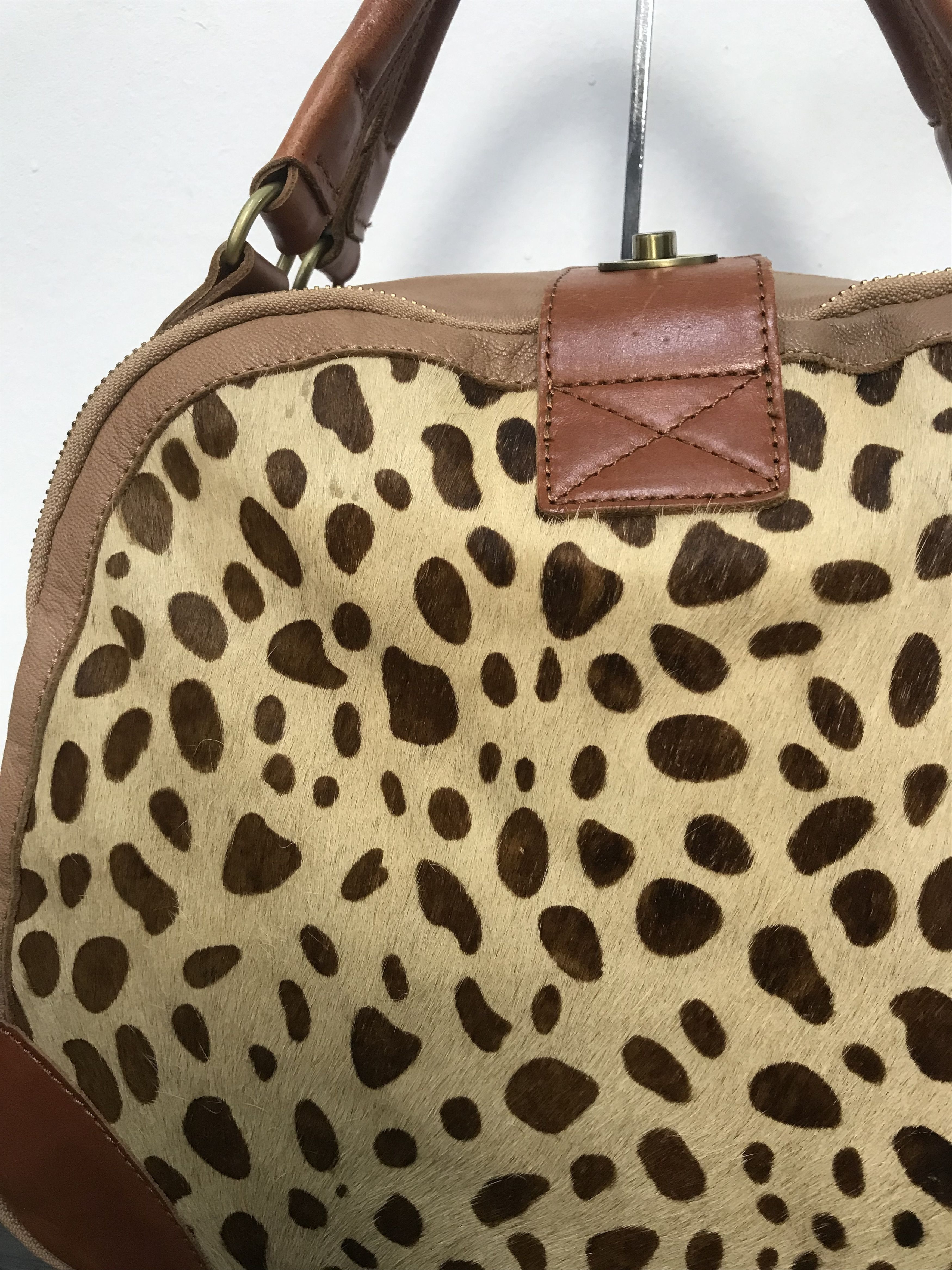 Genuine Leather Perche Fur Leather Tote Bag Size ONE SIZE - 6 Thumbnail