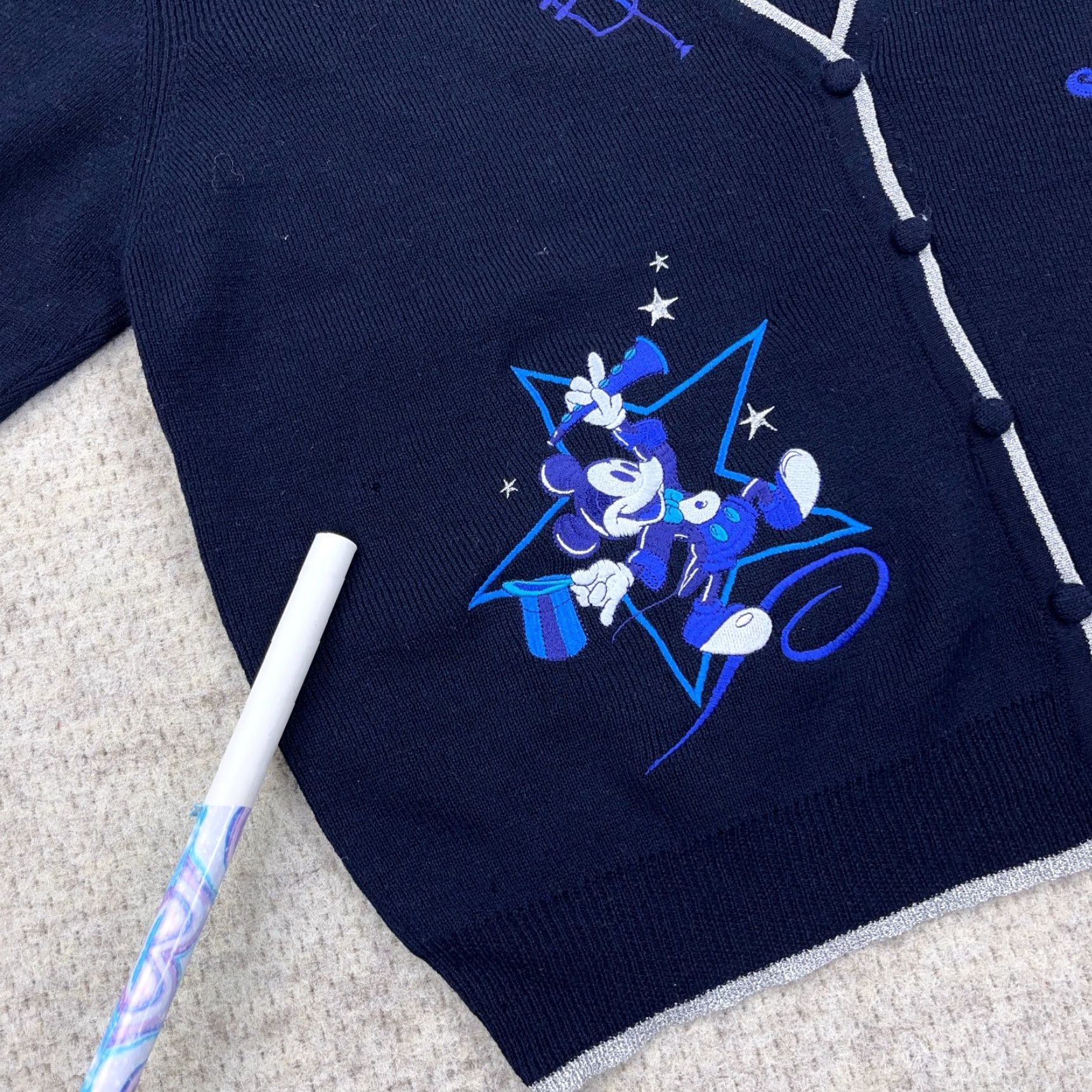 Disney VINTAGE Disney Cardigan Sweater Women L Merino Wool Mickey Minnie Music Geometric DK Bohemian Fall/Winter 90s Womens Size L / US 10 / IT 46 - 6 Thumbnail