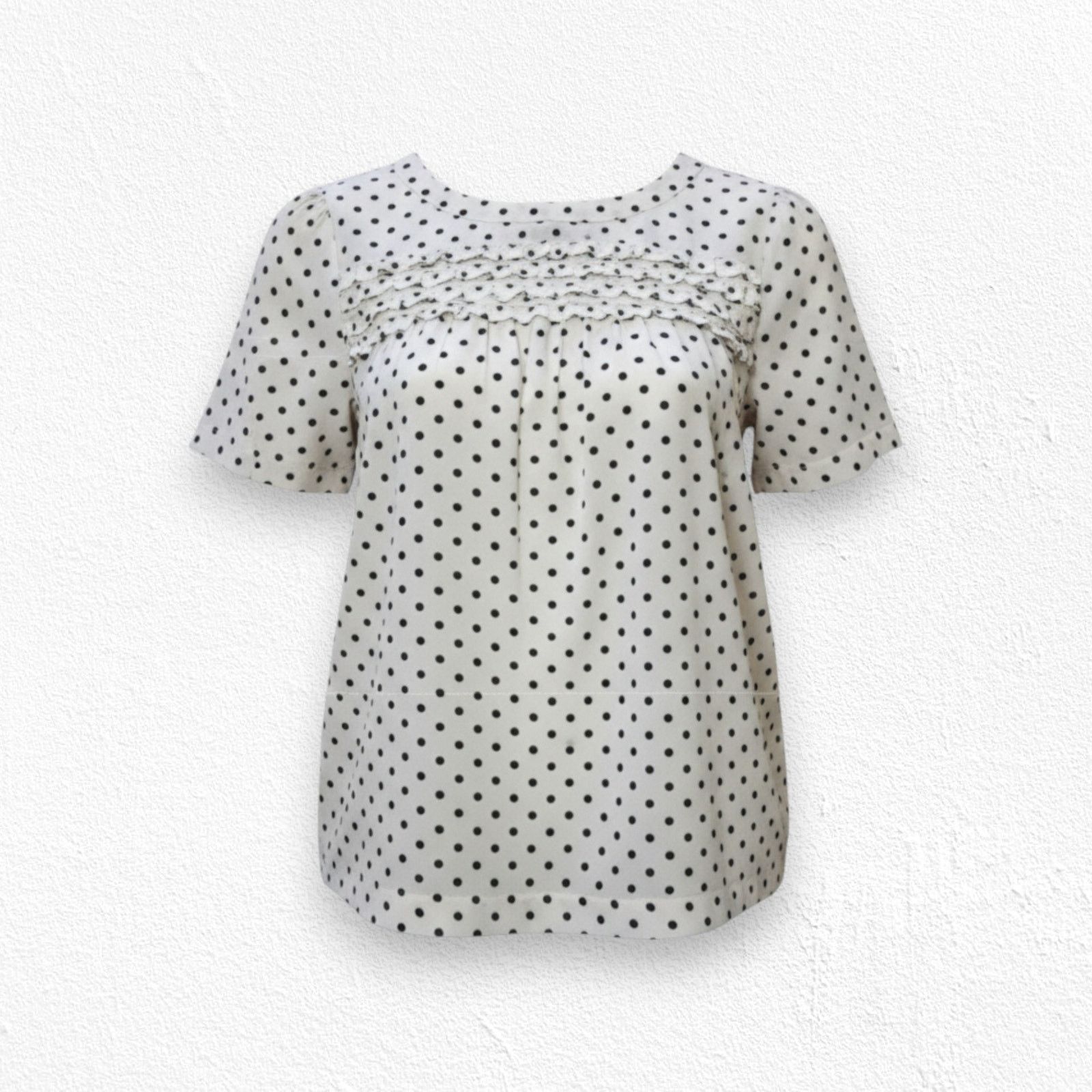 Madewell Madewell Silk Polka Dot Ruffle Blouse Size XS Size XS / US 0-2 / IT 36-38 - 1 Thumbnail