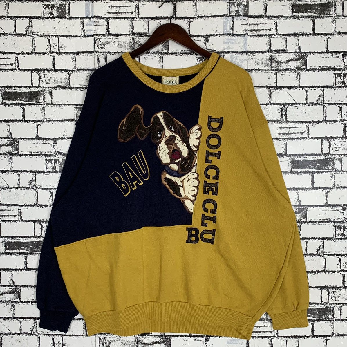 Vintage Print Animal Dog Dolce Club Embroidered Sweatshirt