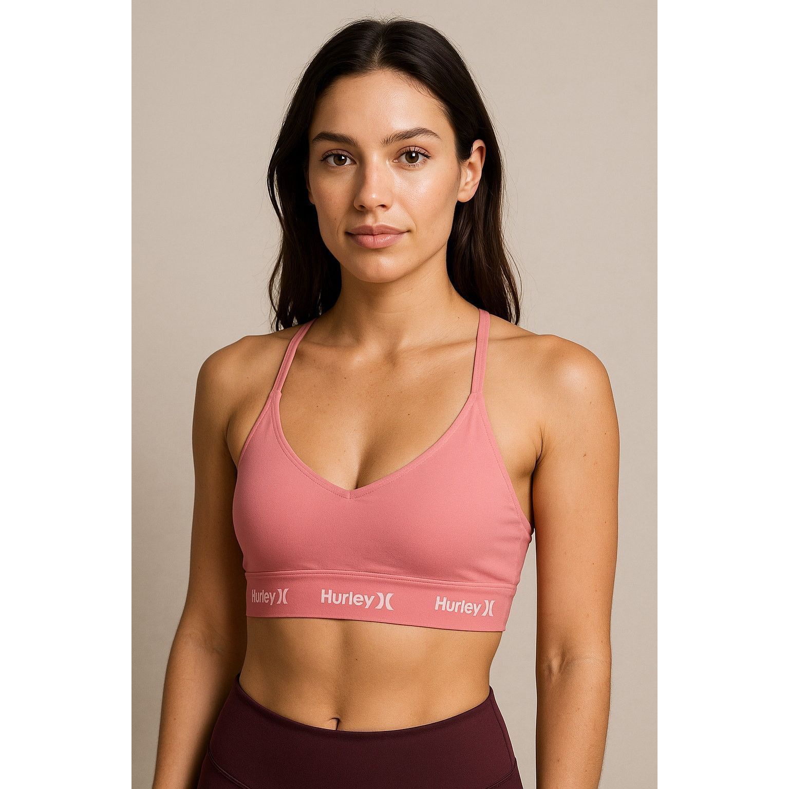 Hurley Pink Logo Sports Bra Hurley Large Stretchy Activewear Top Size ONE SIZE - 1 Thumbnail