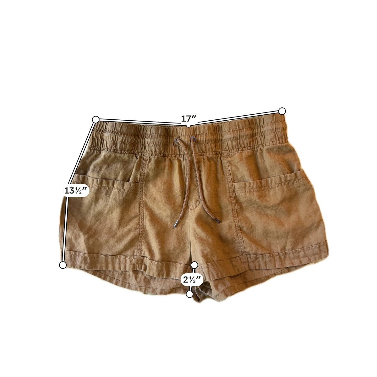 Athleta Athleta Cabo Linen 4" Shorts Golden Amber Drawstring Size 16 Size 38" / US 16 / IT 52 - 6 Thumbnail