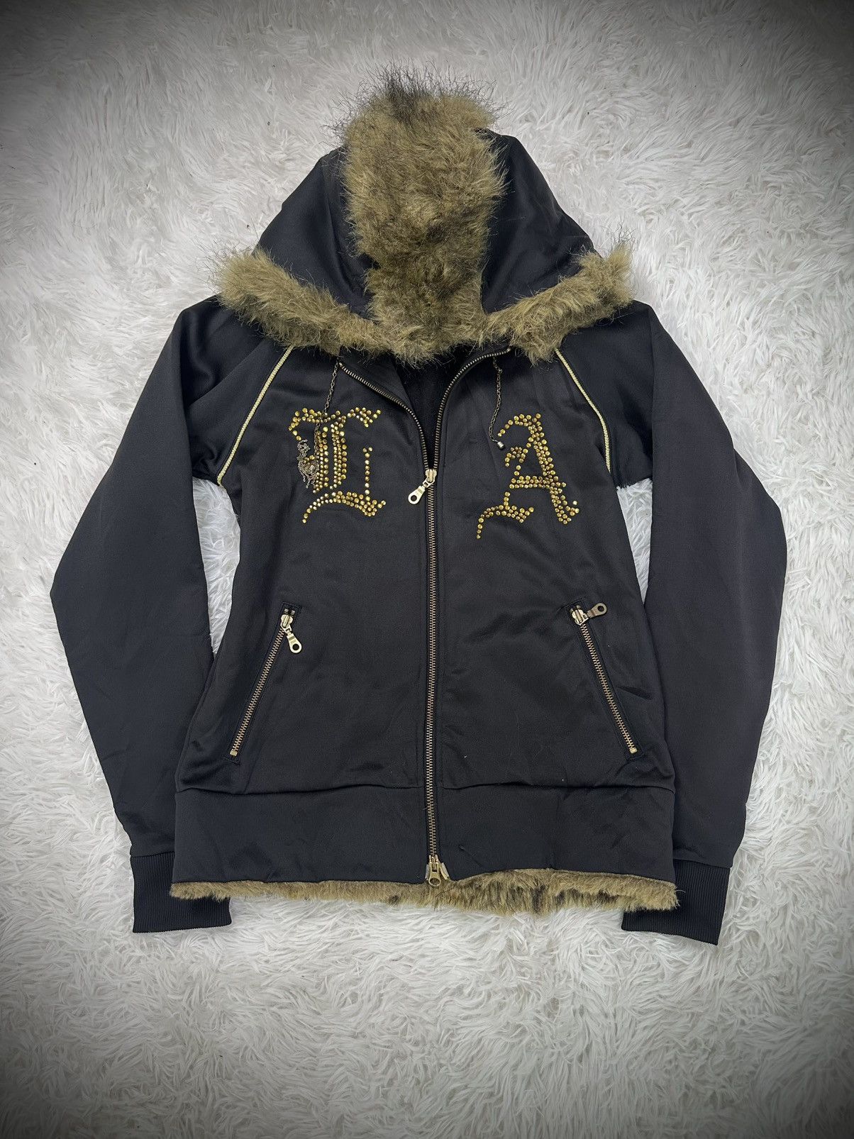 14th Addiction rare 2000s japanese brand LA GATE mohawk fur punk hoodie Size US M / EU 48-50 / 2 - 4 Thumbnail