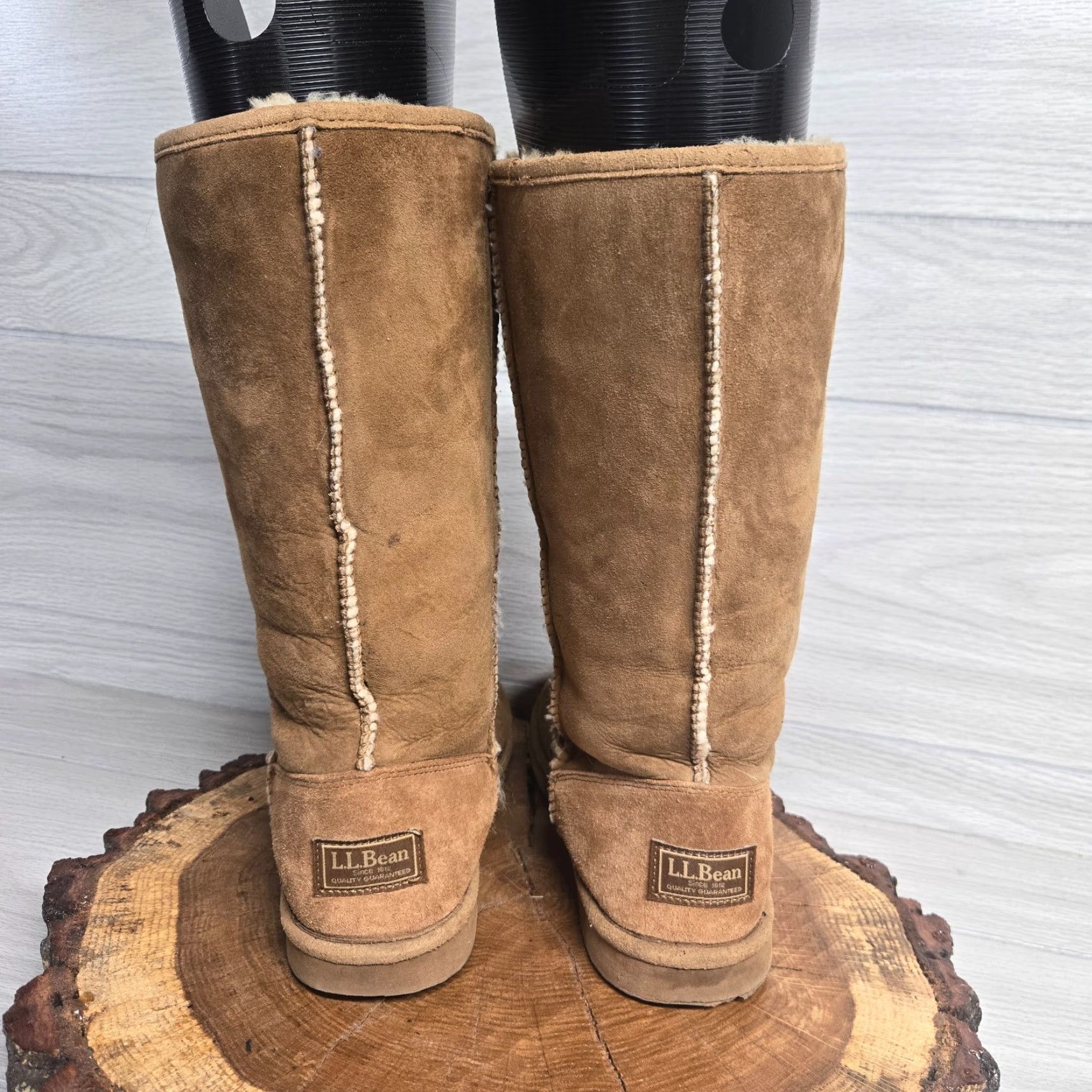 Vintage L.L. Bean Boots Brown Suede Pull On Fleece Lined Winter Ankle Sherpa Women's 7M Boots Women Brown Suede Wool Lined Winter Snow Boot 7M Size M / US 6-8 / IT 42-44 - 4 Thumbnail