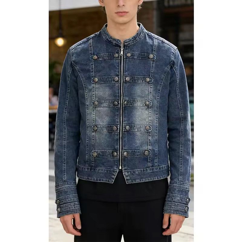 Japanese Brand Distressed Military Cadet Denim Jacket Size US M / EU 48-50 / 2 - 1 Thumbnail