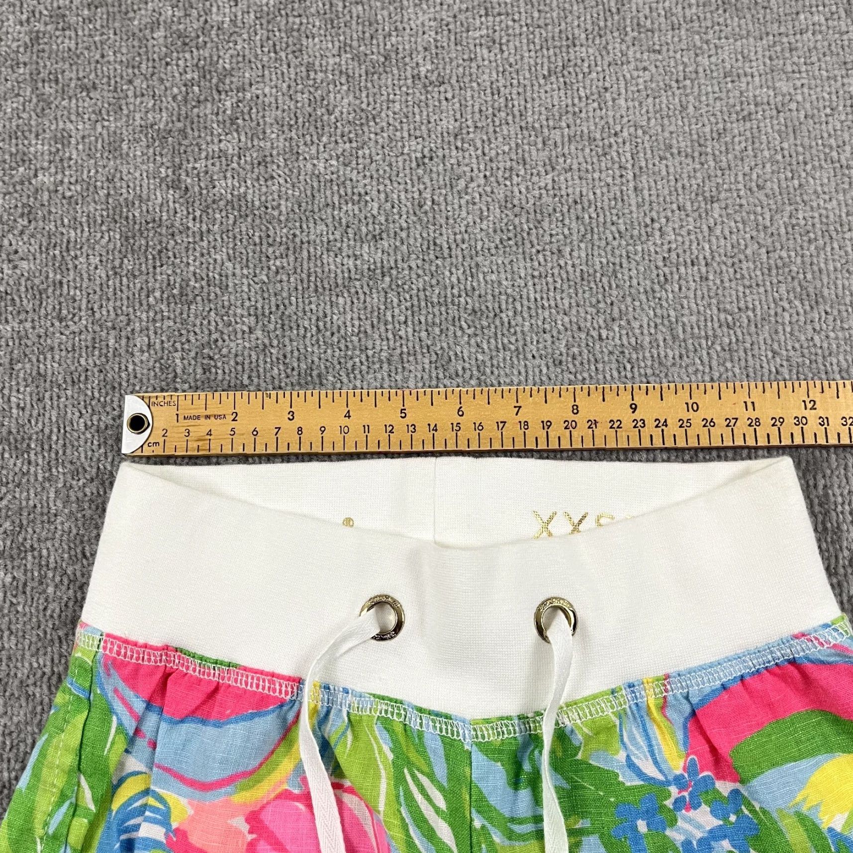 Lilly Pulitzer Beach Pants Womens XXS 32 100% Linen Floral Wide-Leg Preppy Pants, Multicolor, Vintage: No