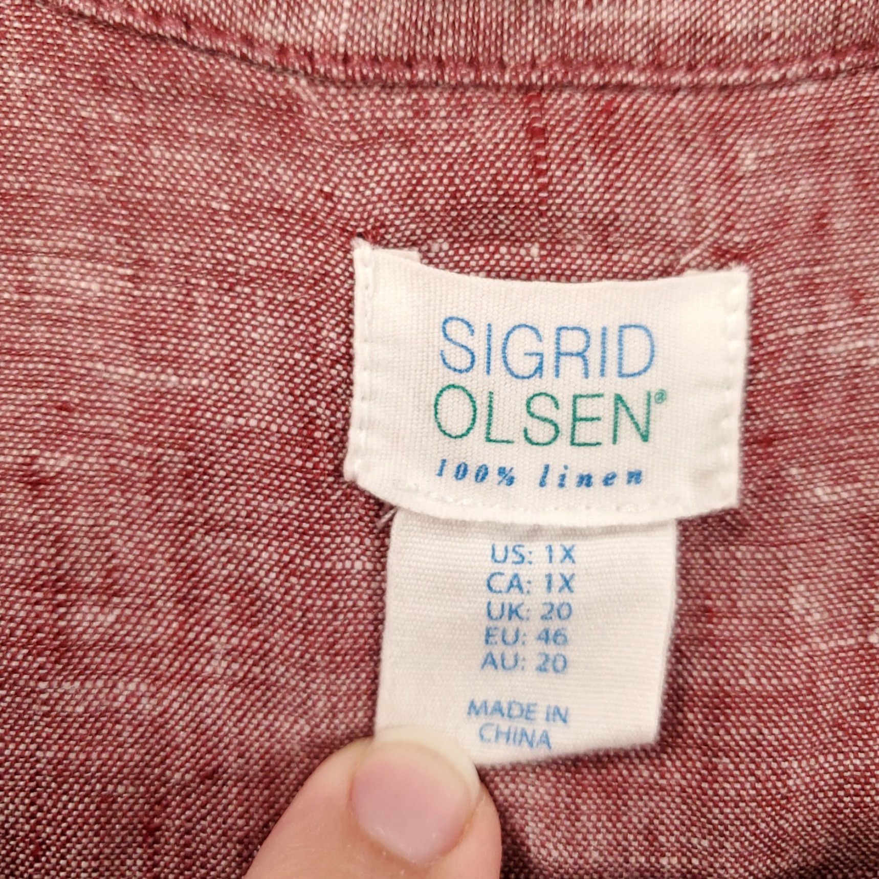 Pinko Sigrid Olsen 1X Pink Linen Blouse Casual Tunic 3/4 Sleeve Collared Button Accent Womens Size XL / US 12-14 / IT 48-50 - 5 Thumbnail