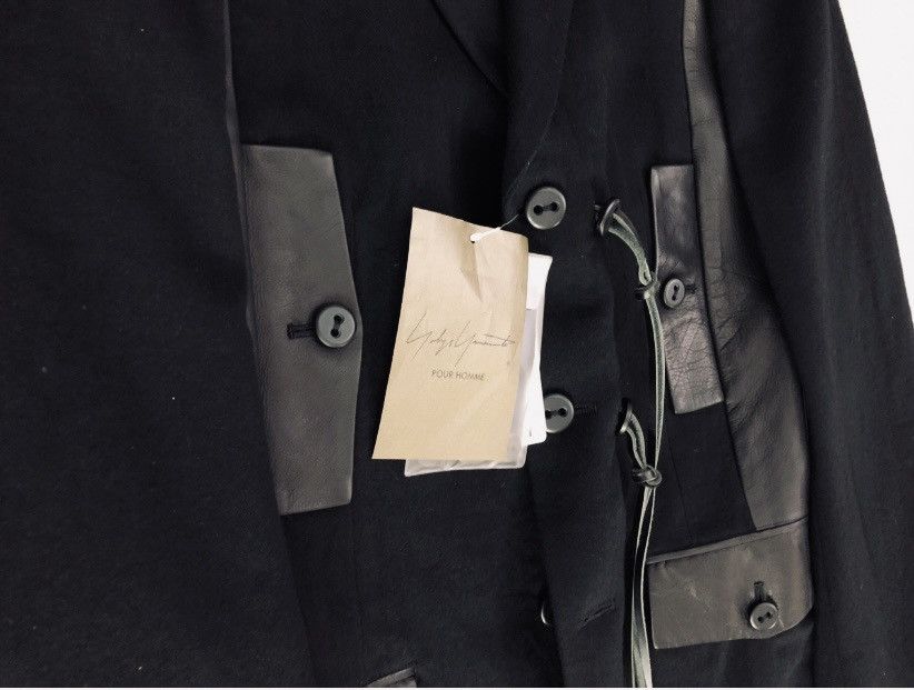 Yohji Yamamoto YYPH 🇯🇵 black wool/leather laced front acords ‘08 coat 3 NEW Size 40L - 10 Thumbnail