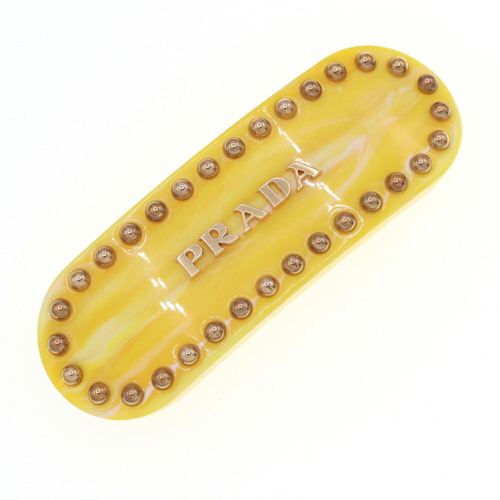 Prada Prada Barrette 1IF042 Yellow Plastic Metal Hair Clip Studs Women's PRADA Size ONE SIZE - 1 Thumbnail