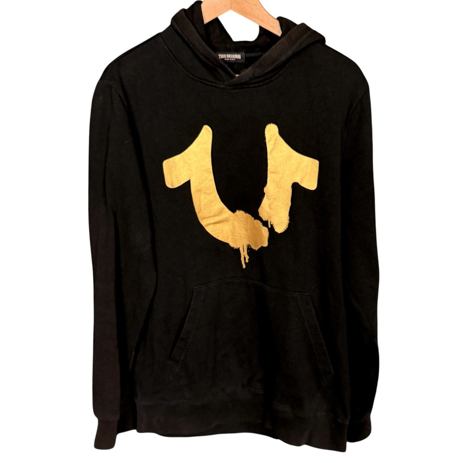 True Religion True Religion Men's M Black Gold Arm Spell Out Logo Hoodie Size US L / EU 52-54 / 3 - 7 Thumbnail