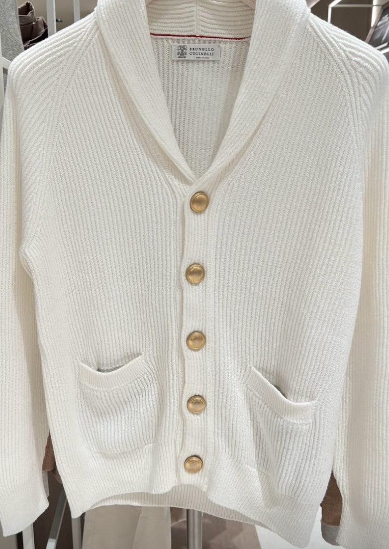 Brunello Cucinelli Cardigan in Open White Size US M / EU 48-50 / 2 - 1 Preview