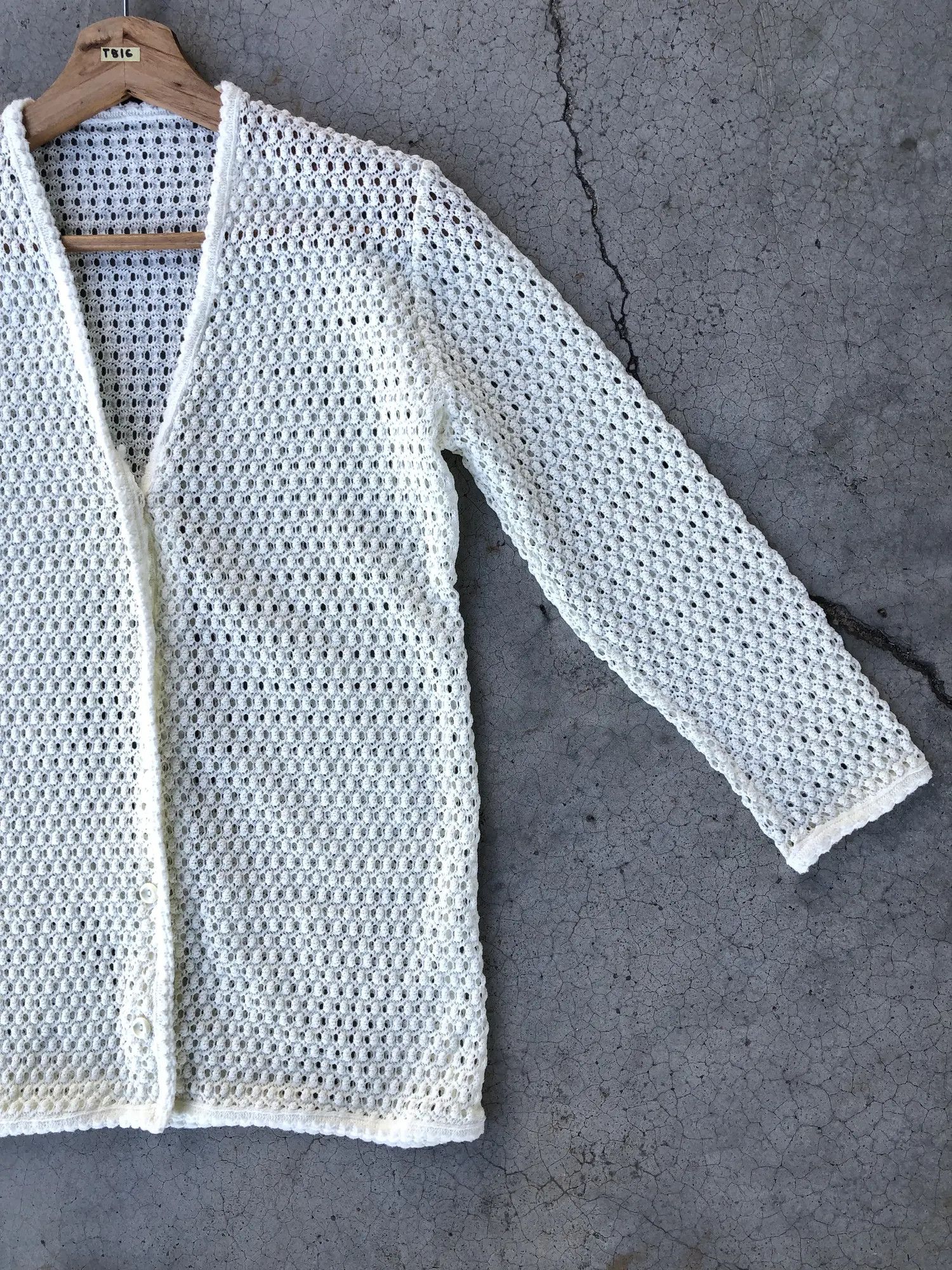 Aran Isles Knitwear Cardigan Crochet Mesh Net Sexy Jumper/Memeri Pattern Size US XS / EU 42 / 0 - 3 Thumbnail