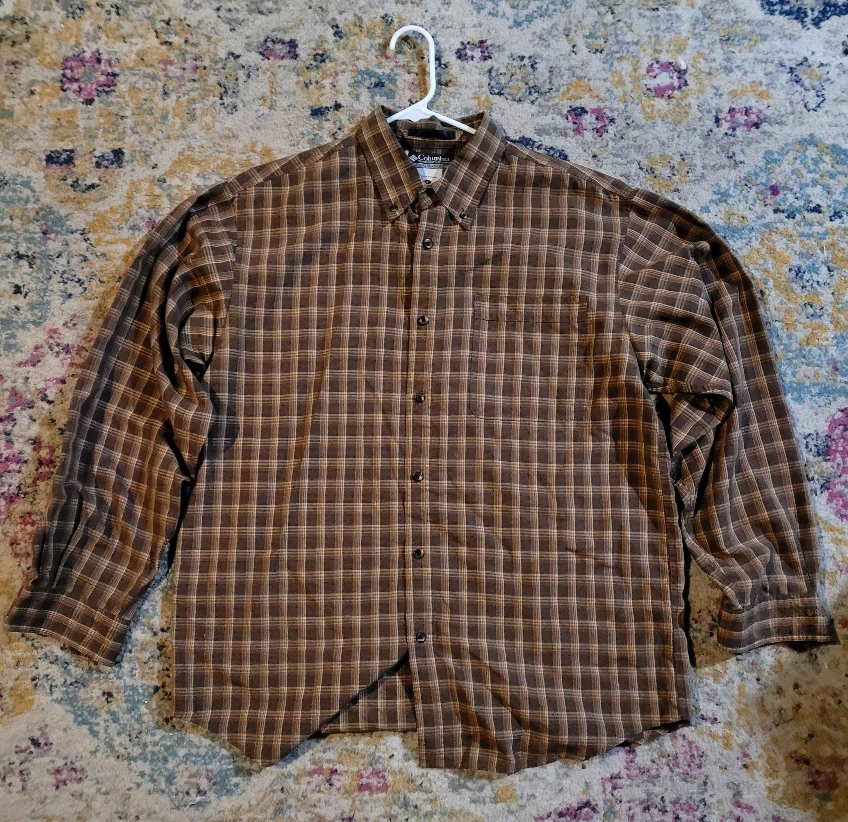 Columbia Men's Columbia XCO Brown/Orange/Beige Plaid Button Up Size US L / EU 52-54 / 3 - 1 Thumbnail
