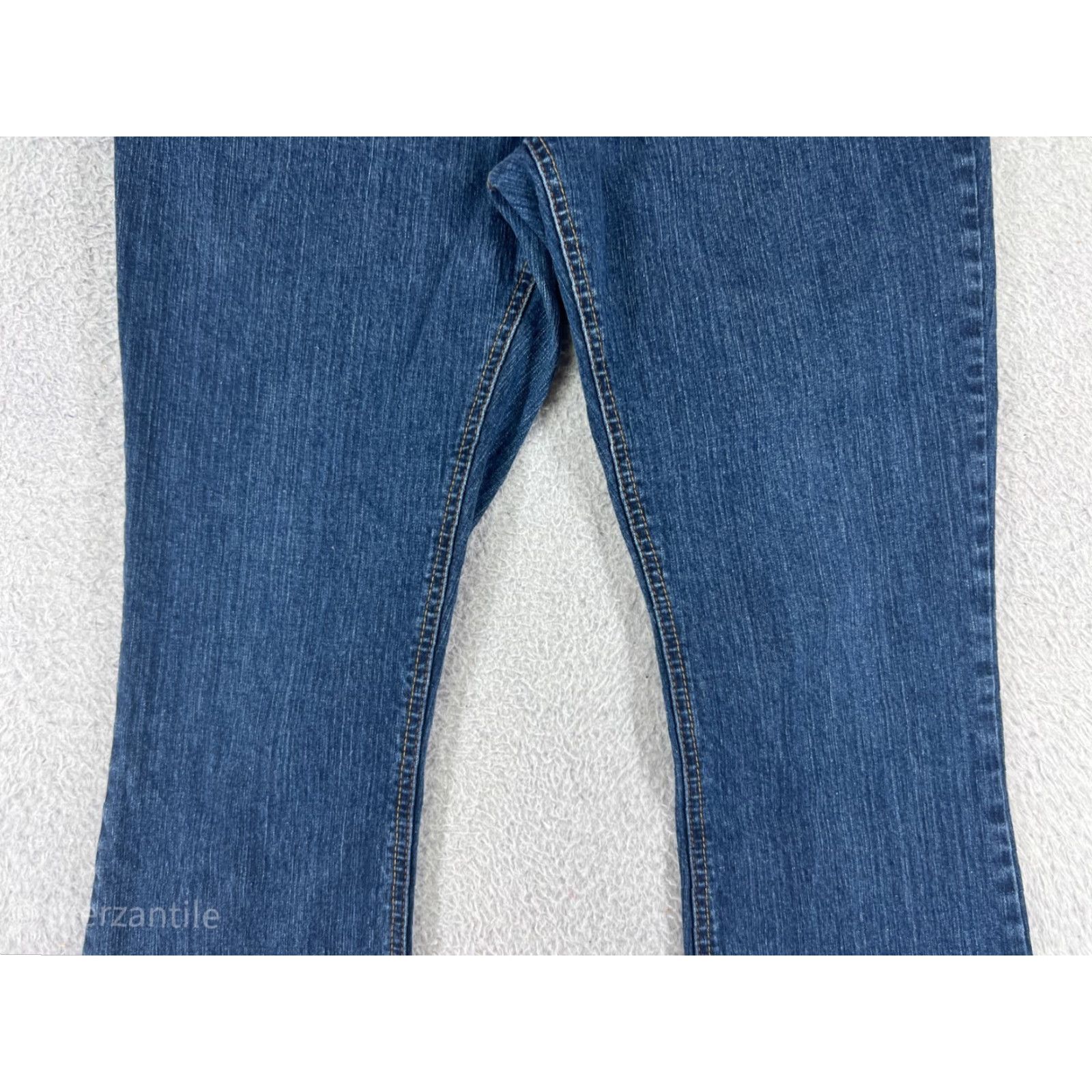 Denime SO Brand Women's Flared Jeans Pants Medium Wash Blue Cotton Denim 2010s Retro Relaxed Fit Size 34" / US 12 / IT 48 - 6 Thumbnail