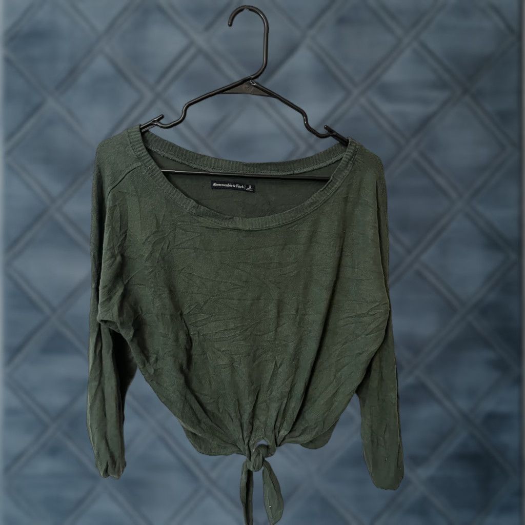 Abercrombie & Fitch Abercrombie & Fitch Blouse Tie Front Cotton Blend Size S Green Womens Size S / US 4 / IT 40 - 1 Thumbnail