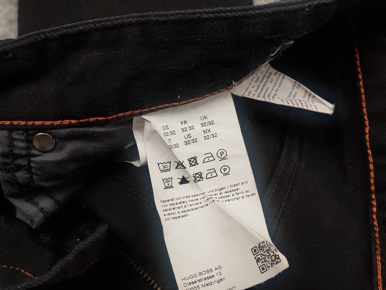Hugo Boss Hugo Boss Orange 63 Noir Black Slim fit Tapered Denim Jeans Size US 32 / EU 48 - 9 Thumbnail