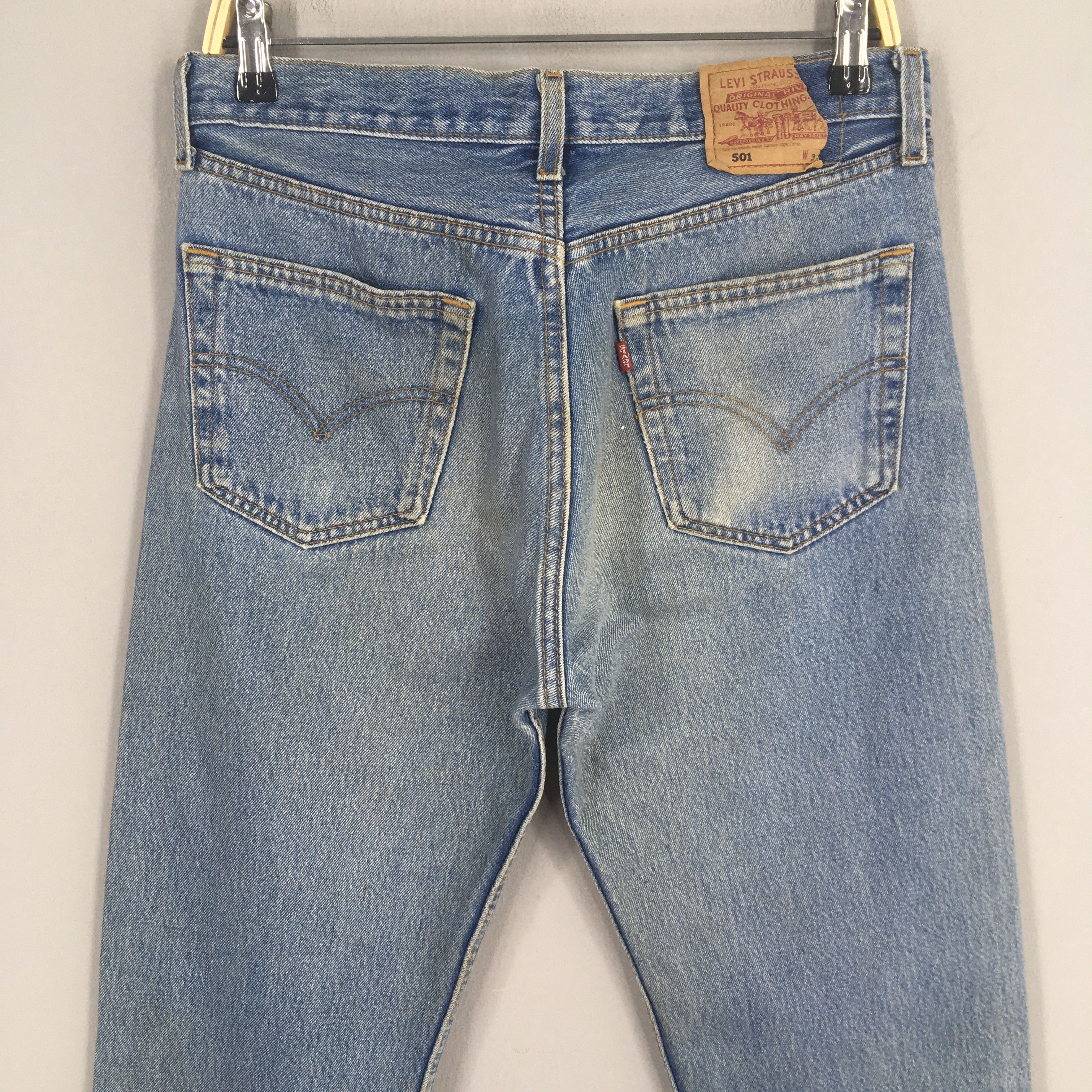 Levi's Size 30x34.5 Vintage 90s Levi's 501 Faded Blue Jeans Size US 30 / EU 46 - 8 Thumbnail