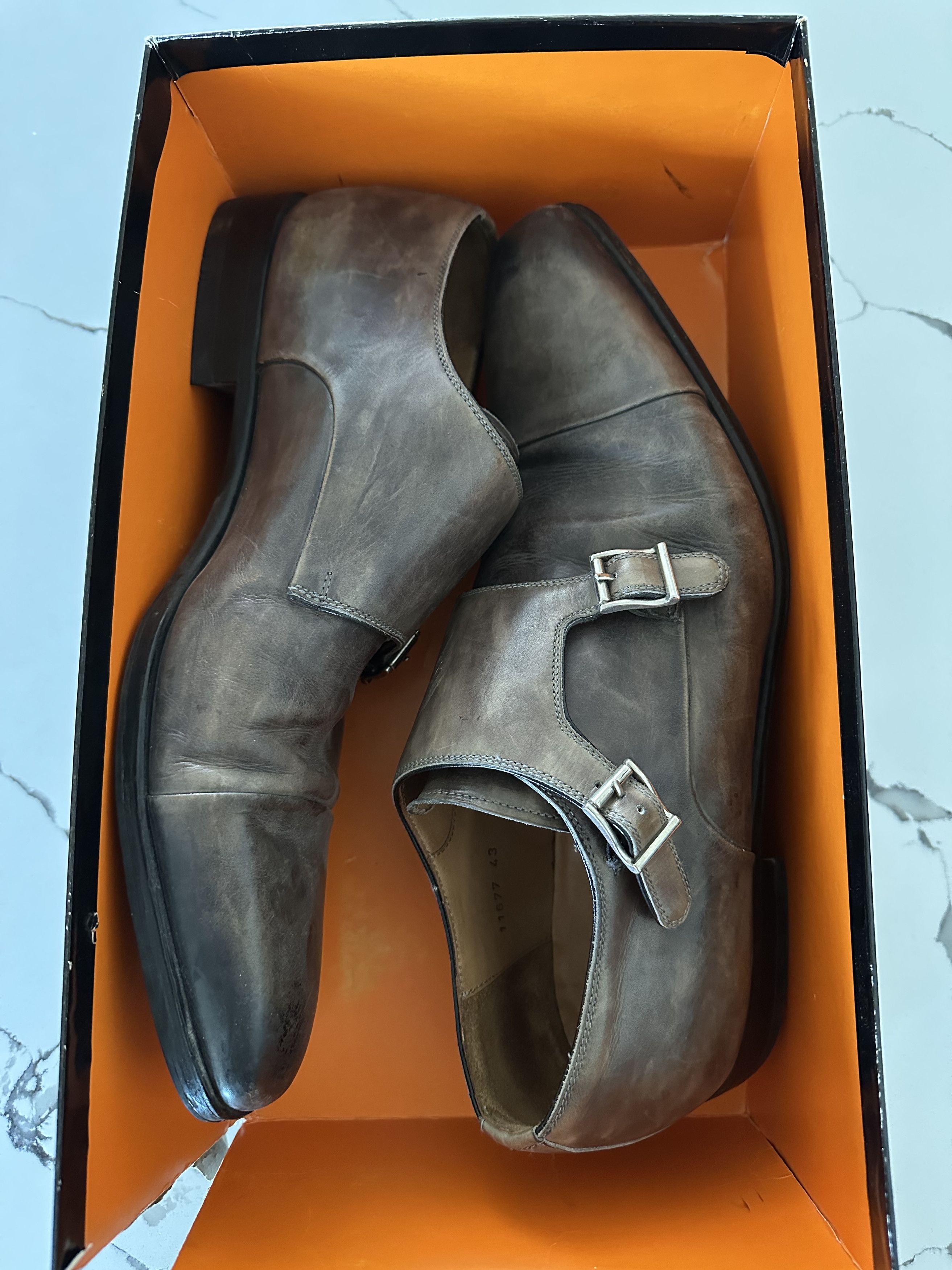 Magnanni Gray Cap-Toe Double Monk Strap Ombre Loafers Size US 9.5 / EU 42-43 - 7 Thumbnail